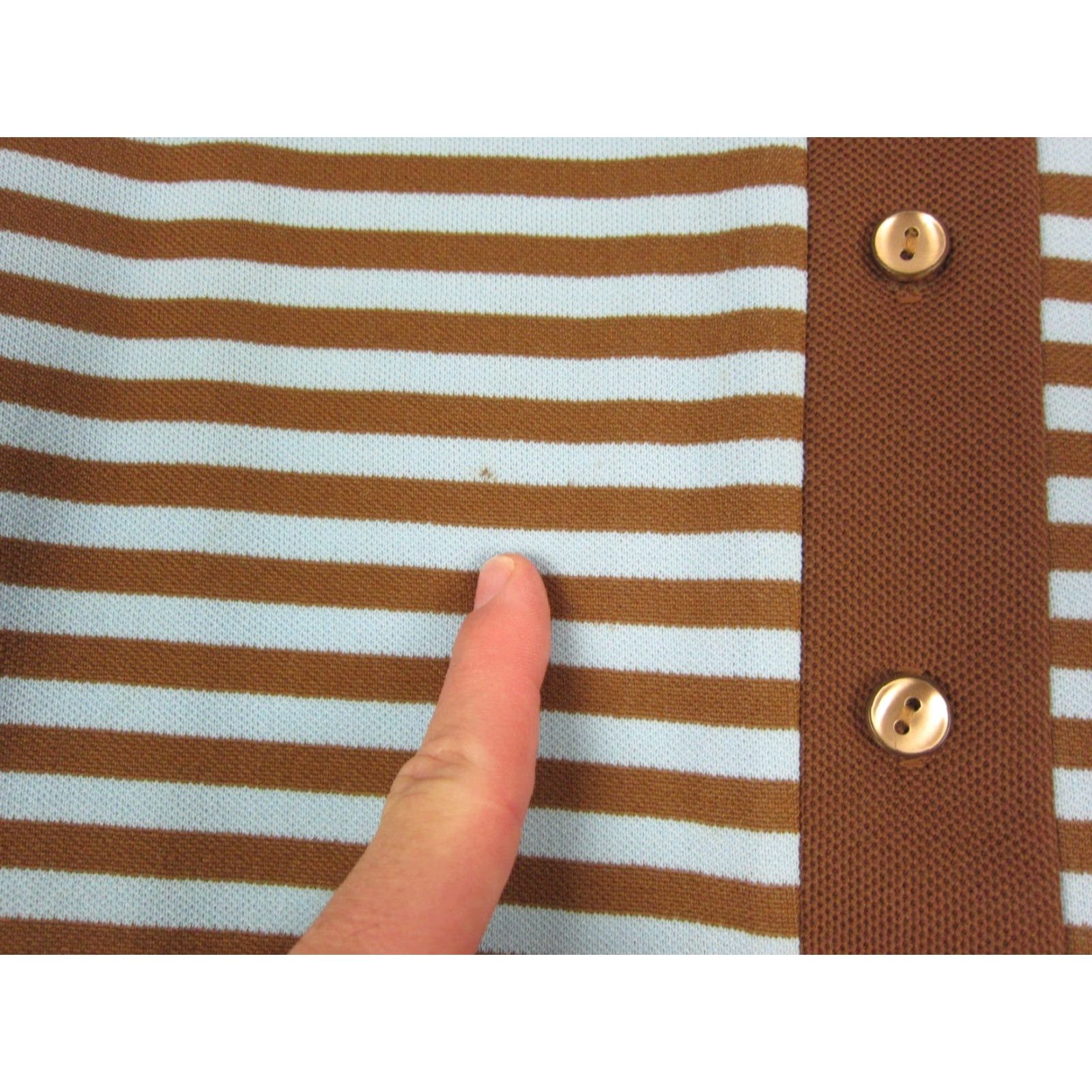 Vintage Queen Casuals Dress Shirt Dress M Brown Blue Striped Vintage 60s 90s Womens Long Sleeve Knit Button Collared Knee Length Casual Pattern Striped Size M / US 6-8 / IT 42-44 - 6 Thumbnail