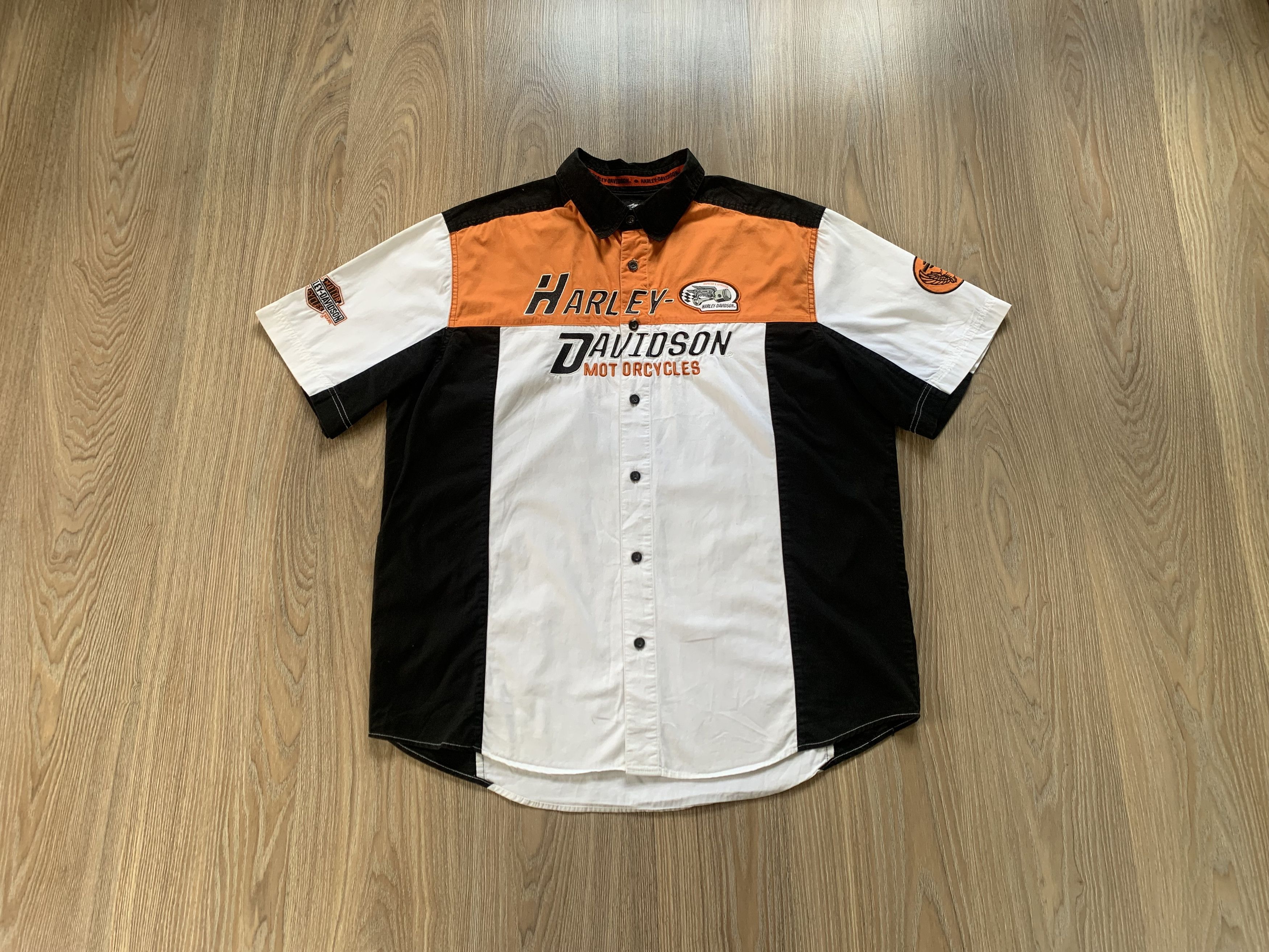 Harley Davidson × Vintage Harley Davidson Cotton Spell Out Logo Button Up Shirt Size US XL / EU 56 / 4 - 11 Thumbnail