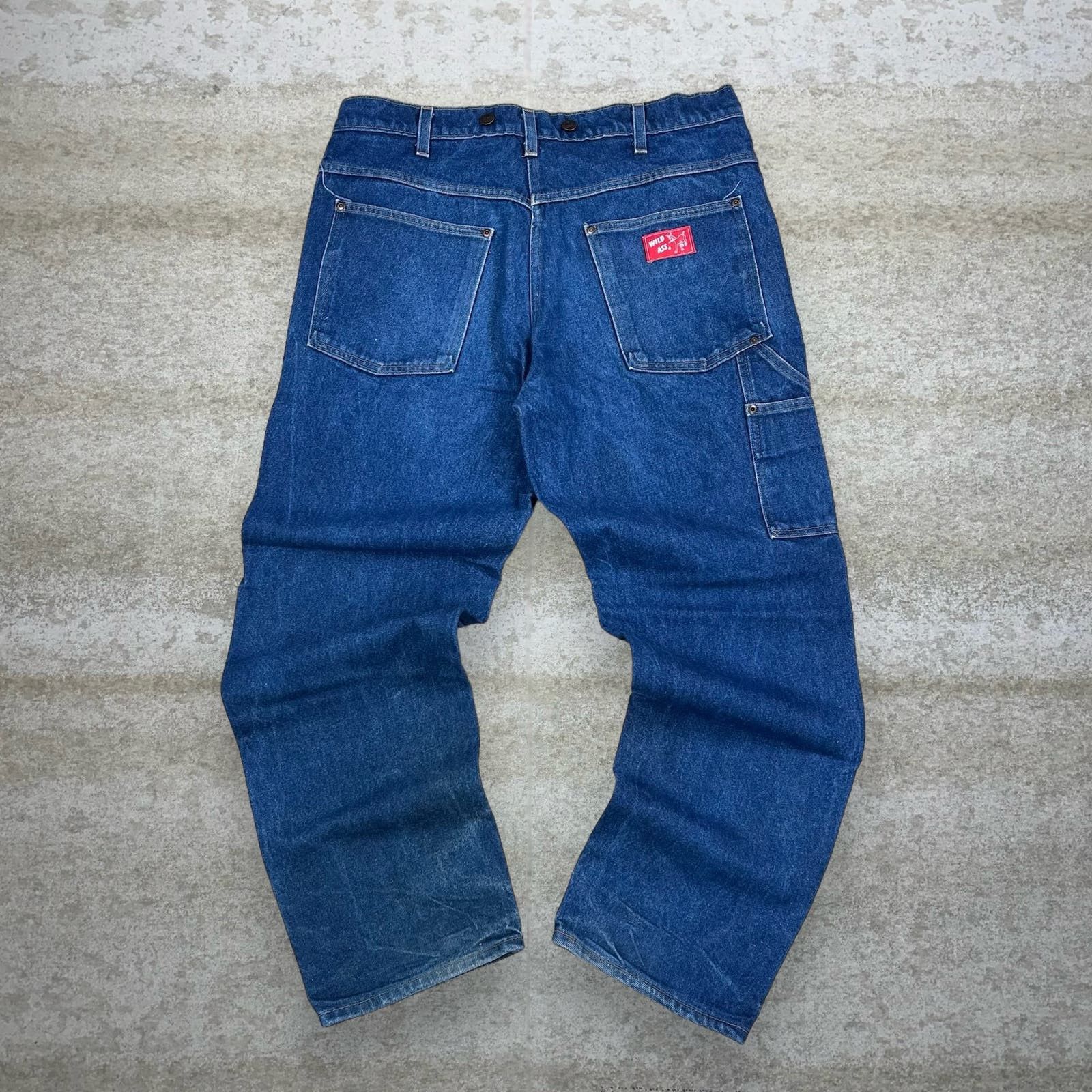 image of Made In USA x Vintage Crazy Vintage 90's Wild Ass Carpenter Jeans Baggy Wide Leg in Blue (Size 38)