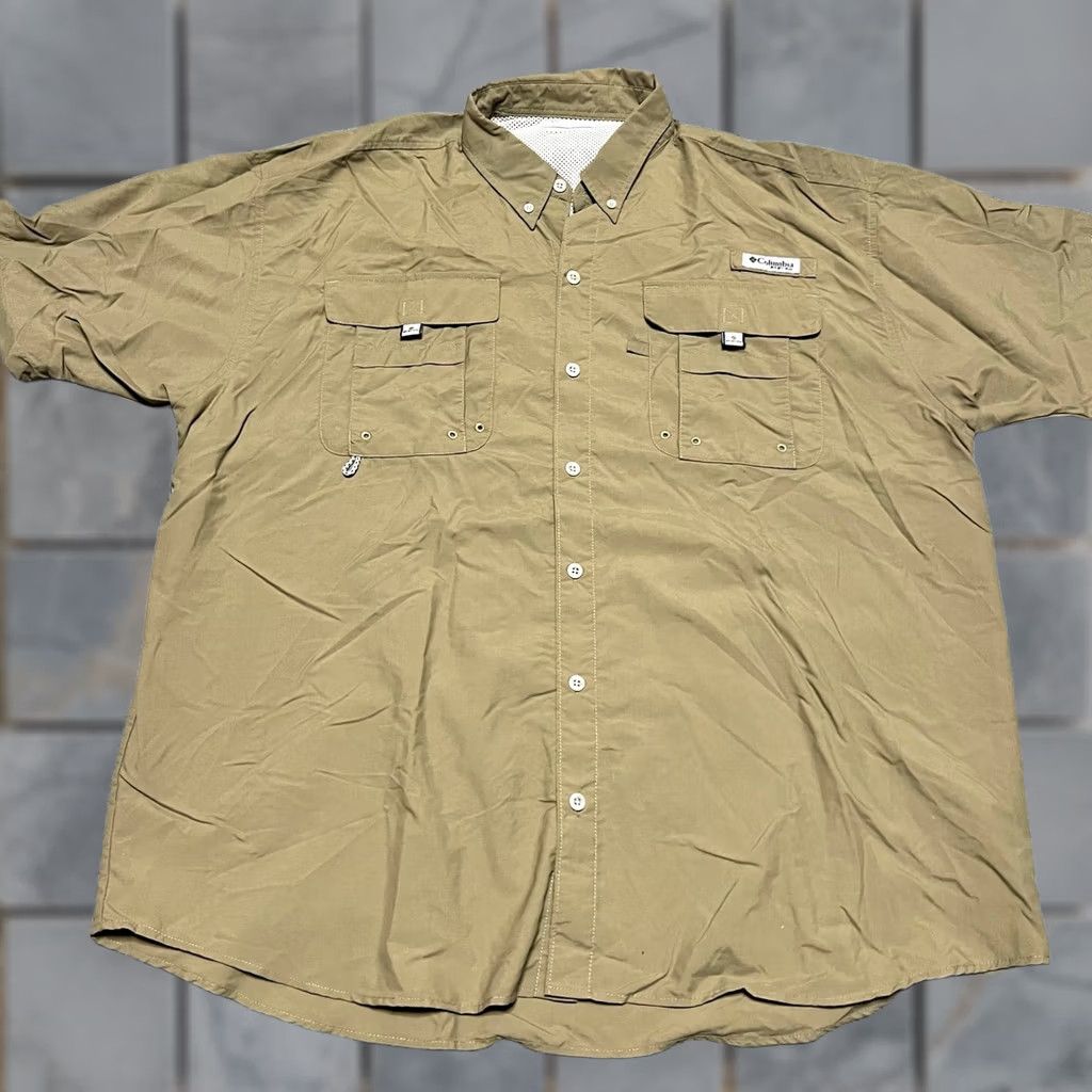 Vintage Columbia PFG Shirt Mens XL Button Up Short Sleeve Performance Brown Green Mens XL Size US XL / EU 56 / 4 - 1 Thumbnail