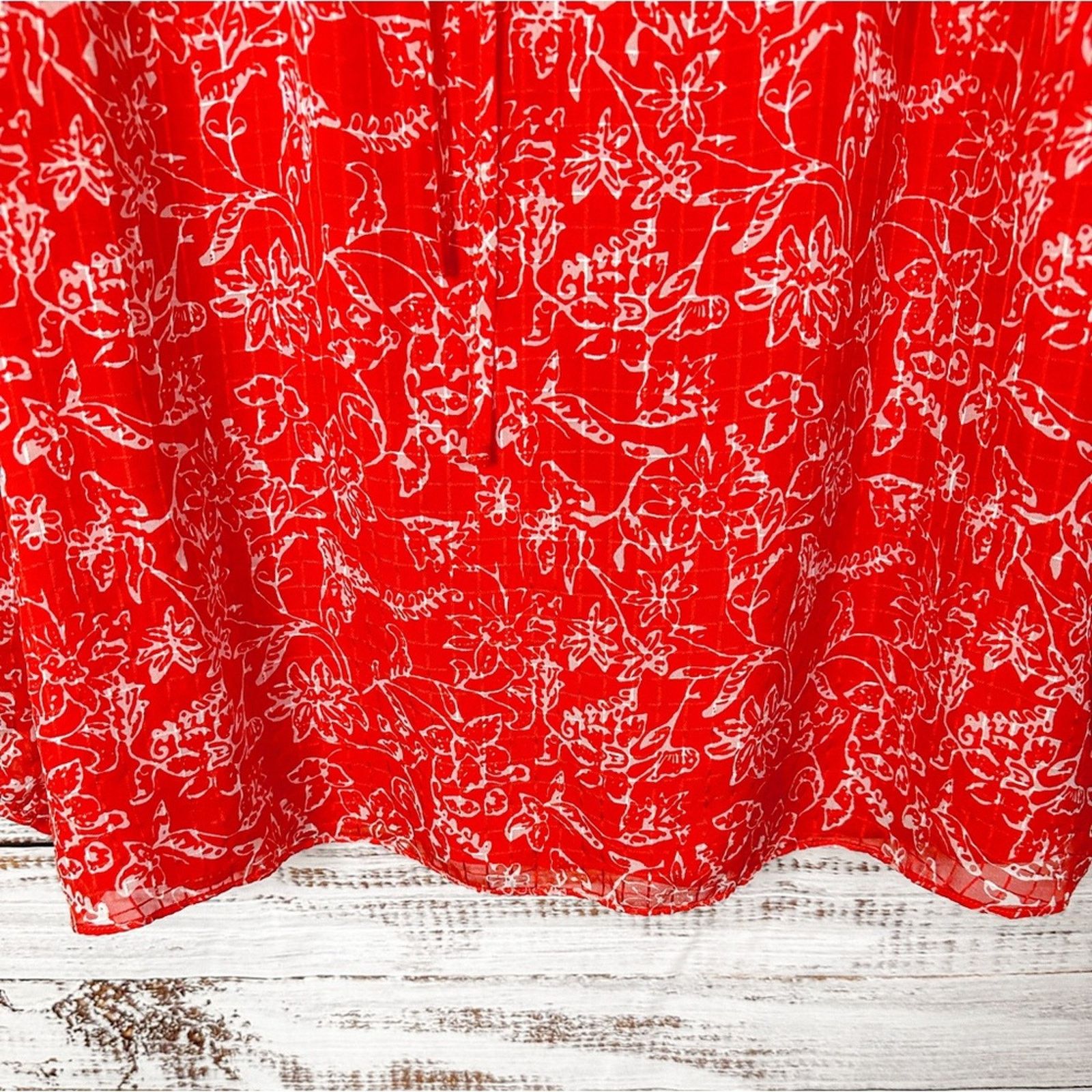 Parker Parker Ruffle Shoulder Top Red Aurora, EUC, Medium MSRP $318 Size M / US 6-8 / IT 42-44 - 5 Thumbnail