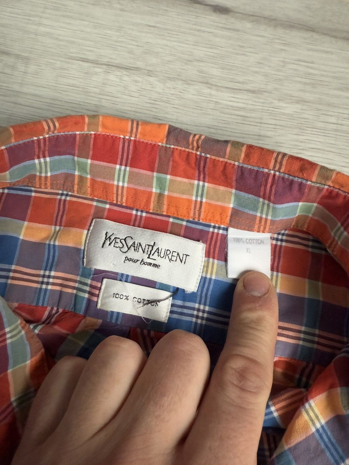 Vintage × Yves Saint Laurent Vintage Ysl navy check Yves Saint Lauren shirt Size US XL / EU 56 / 4 - 4 Thumbnail