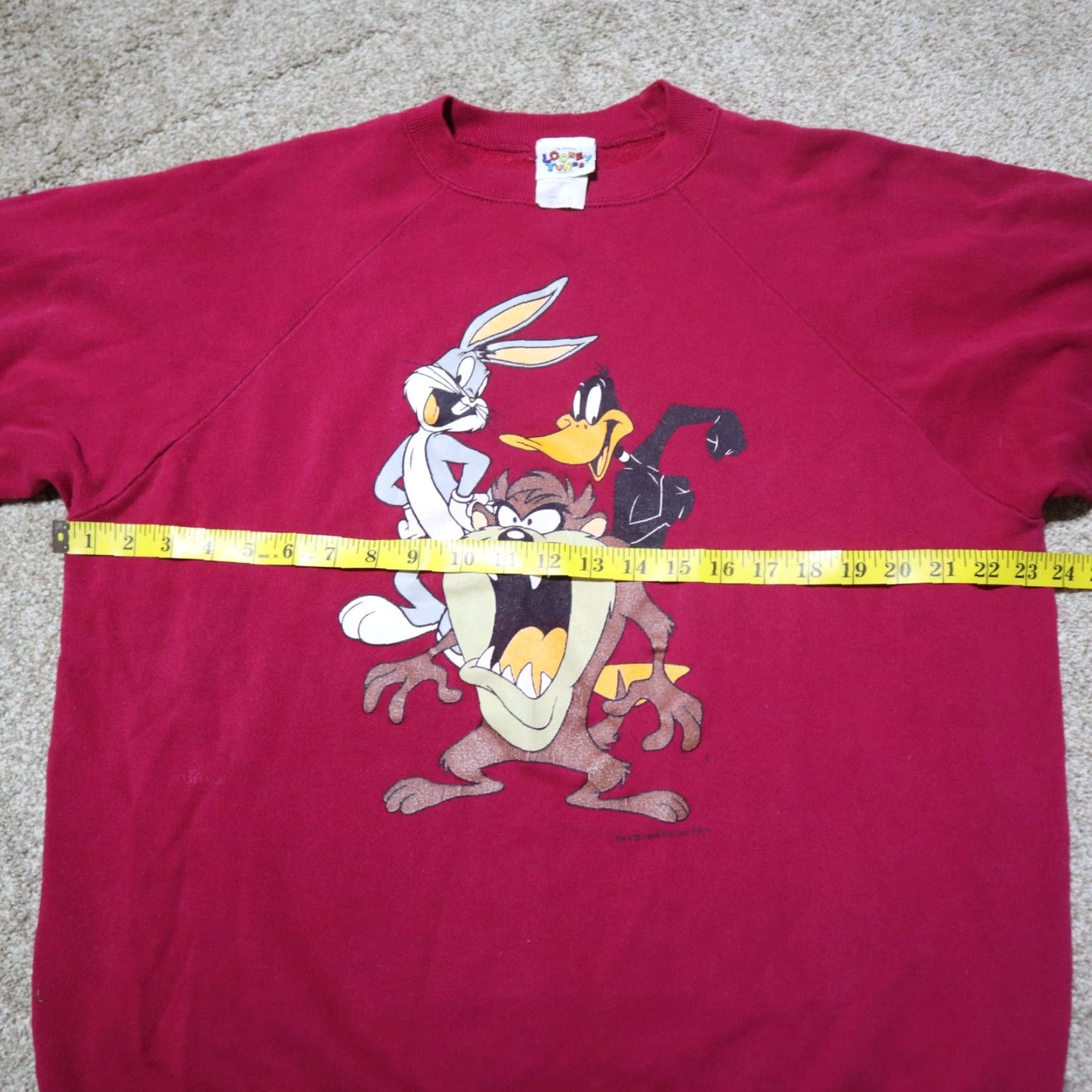 Vintage Looney Tunes Pullover Sweatshirt Adult XL Red 90s Cartoon Bugs Bunny Daffy Duck Tweety Logo Graphic Print Size XL / US 12-14 / IT 48-50 - 5 Thumbnail