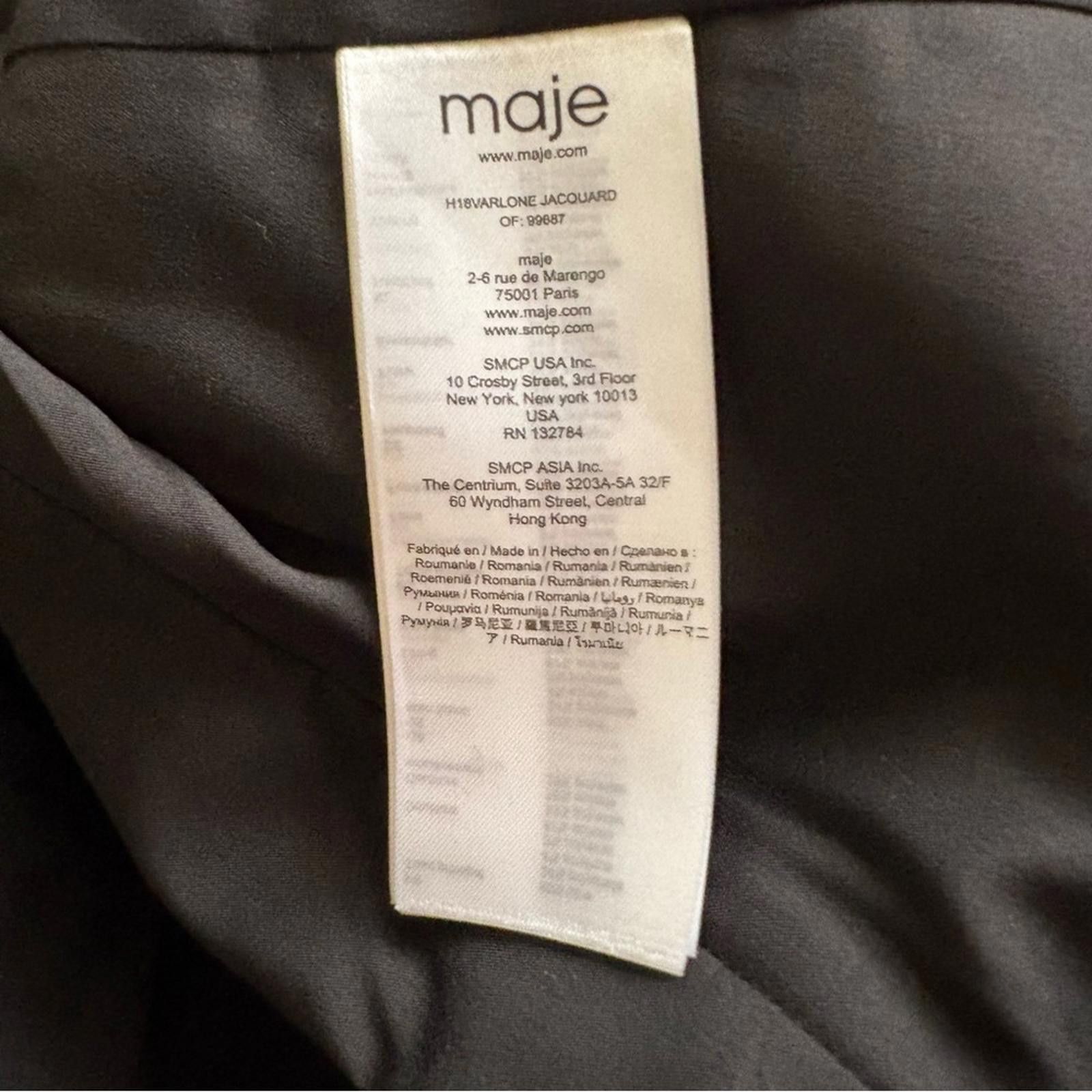 Maje Maje Paris Houndstooth Wool Blend Jacquard Blazer Women’s 36 Size S / US 4 / IT 40 - 5 Thumbnail