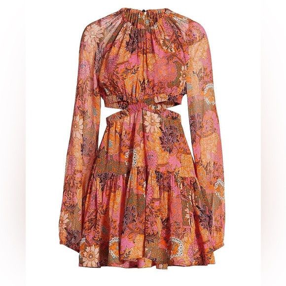 A.L.C. A.L.C. Izzy Fit-&-Flare Silk Mini floral print cut out Dress Size L / US 10 / IT 46 - 1 Thumbnail