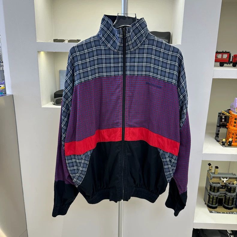 Balenciaga Balenciaga Patchwork plaid embroidered logo assault jacket Size US S / EU 44-46 / 1 - 1 Thumbnail