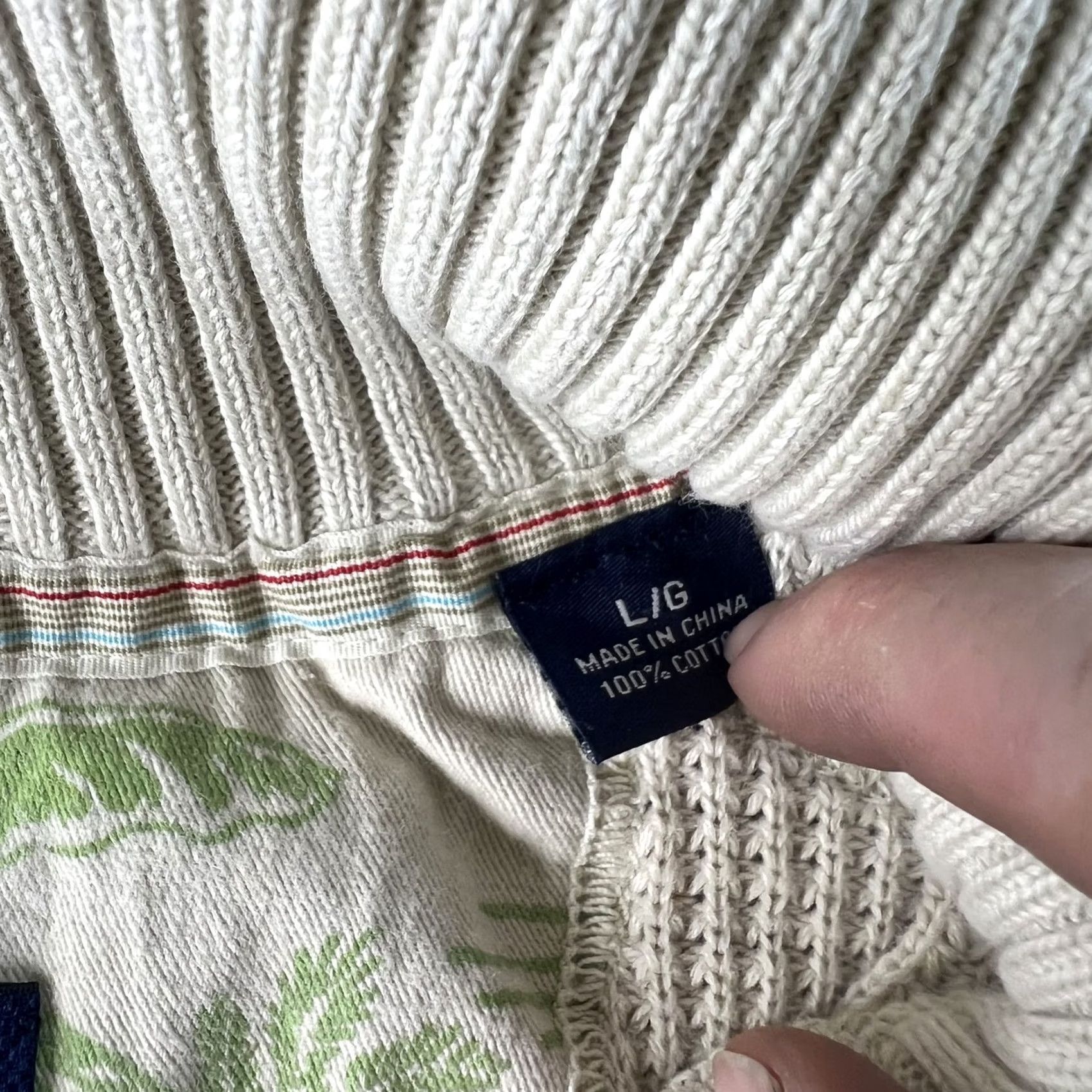 Tommy Bahama Tommy Bahama Sweater Mens L Beige Textured Cotton Half Zip Pullover Knit Size US L / EU 52-54 / 3 - 3 Thumbnail