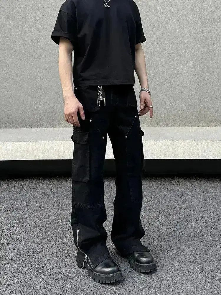 Japanese Brand Straight leg micro flared multi pocket jeans Size US 30 / EU 46 - 2 Thumbnail
