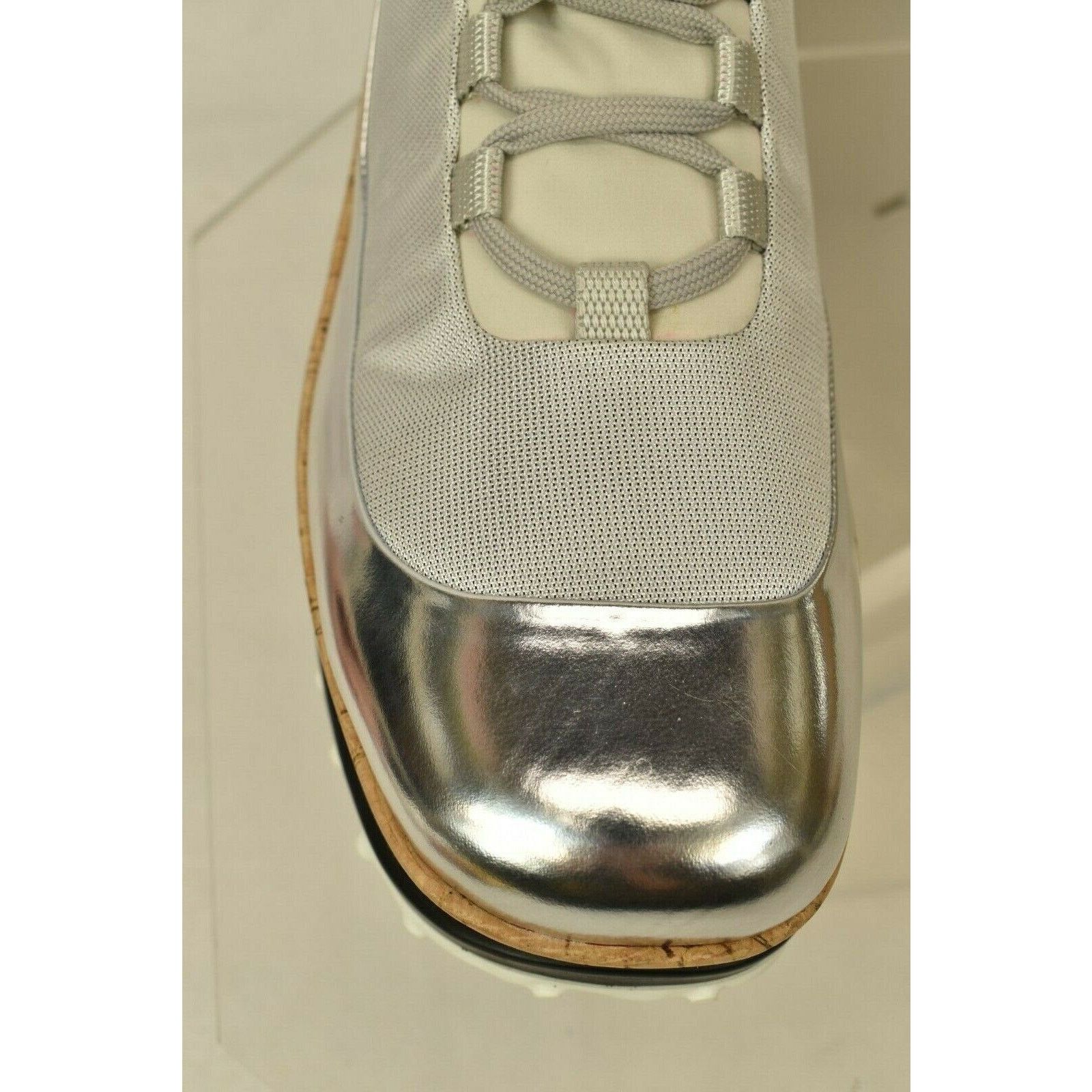 Miu Miu 5E281A SILVER PATENT LEATHER CORK PLATFORM SNEAKERS 40.5 Size US 10.5 / IT 40.5 - 7 Thumbnail