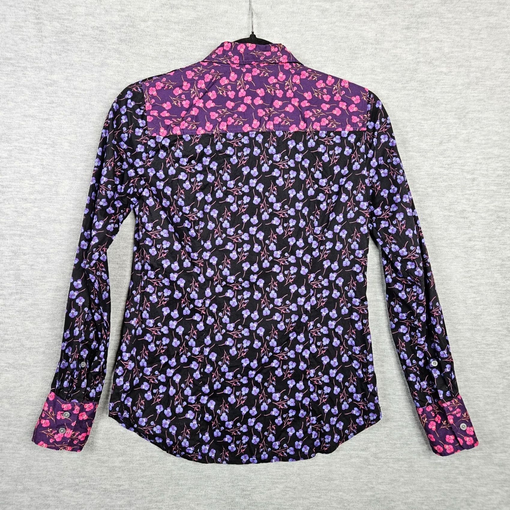 J.Crew VINTAGE J.CREW Button-Up Shirt Purple Slim 00 Womens Cotton Blend Slimming Long Sleeve Cardigan? Size XXS / US 00 / IT 34 - 2 Thumbnail