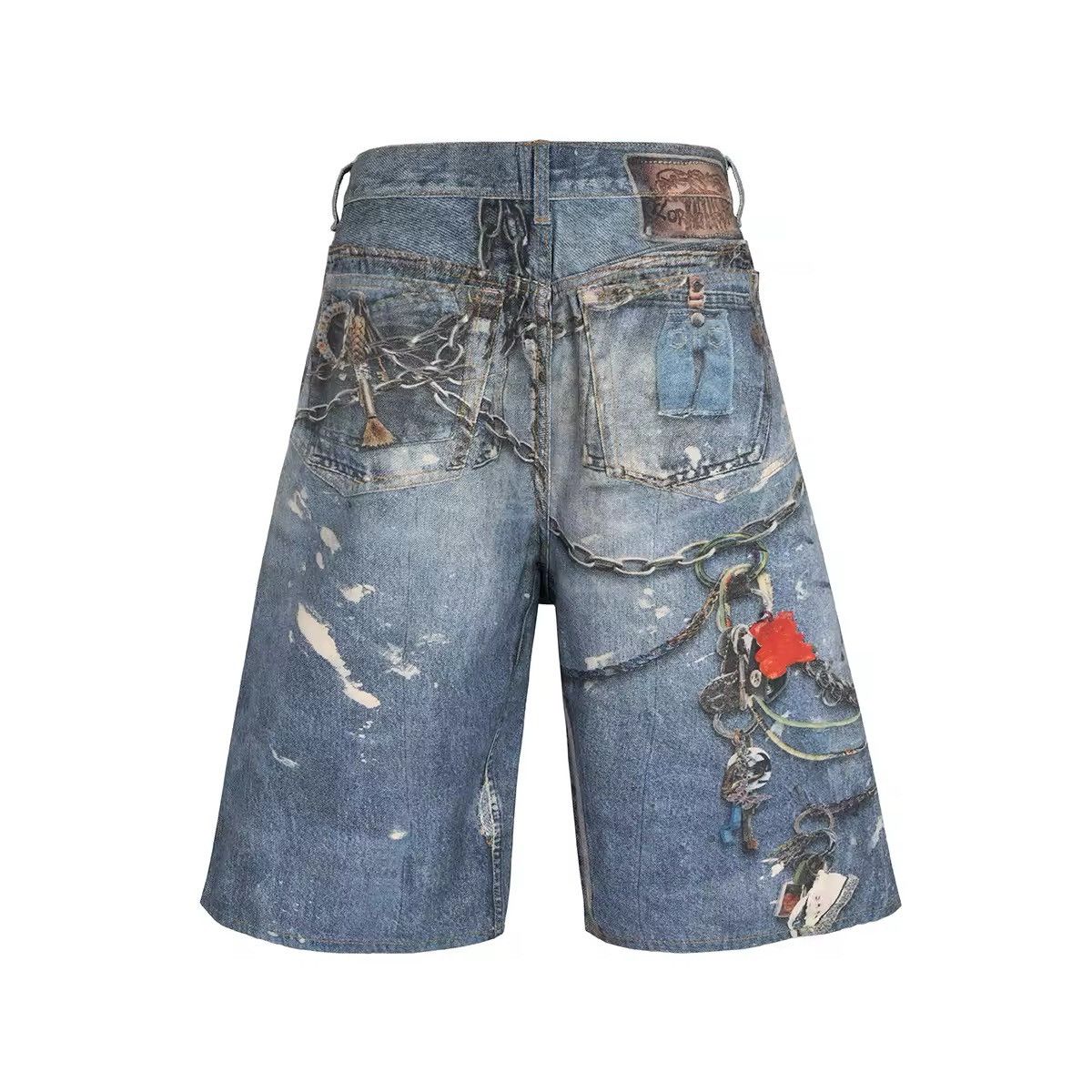 Other Patchwork Baggy Printed Loose Wide Leg Shorts Y2k Size US 31 - 2 Thumbnail