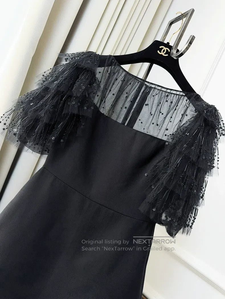 Valentino Valentino Black mesh embroidered star sequin beaded prince Size M / US 6-8 / IT 42-44 - 7 Thumbnail