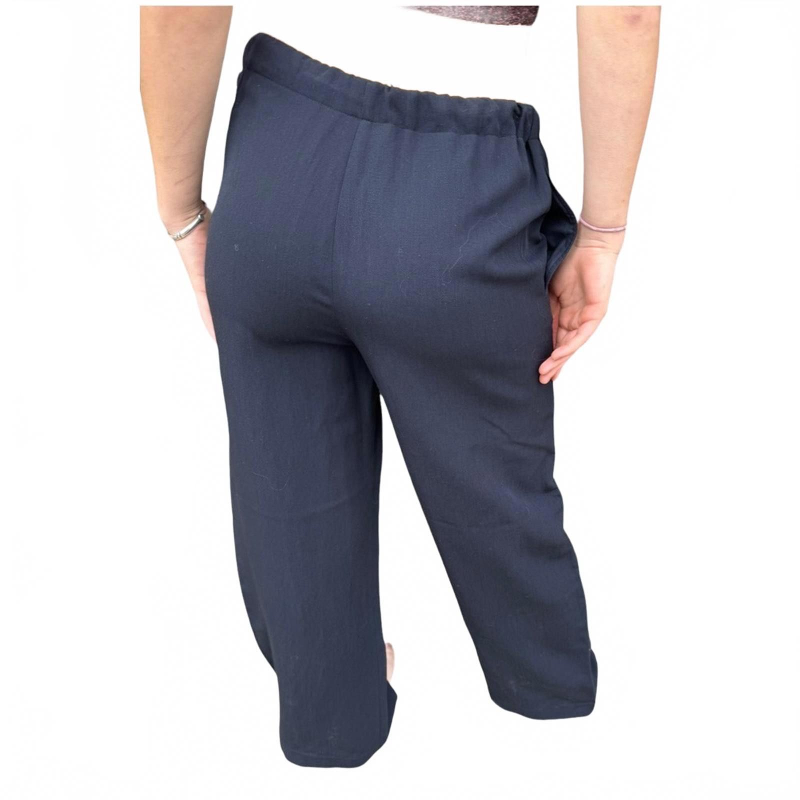 Designer ASPESI Blu Wool Wide Leg Trousers – Midnight Blue 38/M Size 32" / US 10 / IT 46 - 4 Thumbnail
