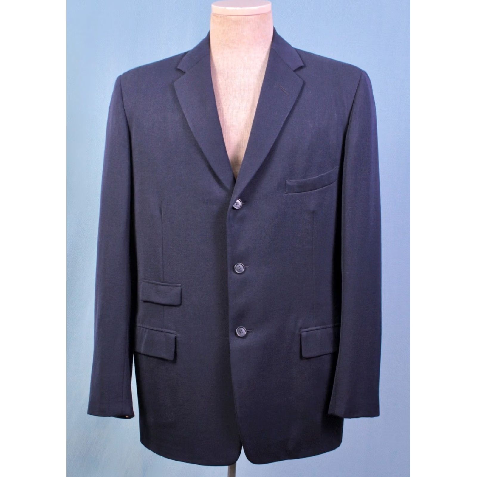 Vintage VINTAGE 50s Wool Suit Navy Blue 3 Button M Mens Size 40R - 3 Thumbnail