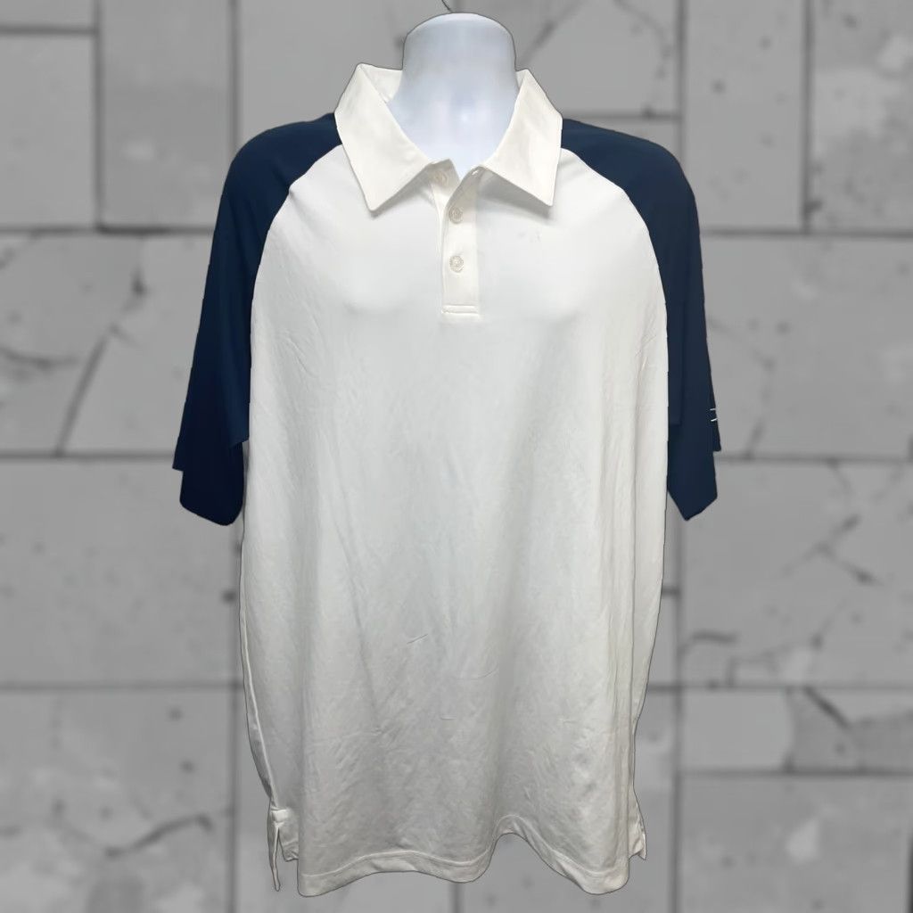 Oakley Oakley Golf Polo Mens 2XL White Dark Blue Golf Polo 2XL Mens Oakley White/Dark Blue Size US XXL / EU 58 / 5 - 1 Thumbnail