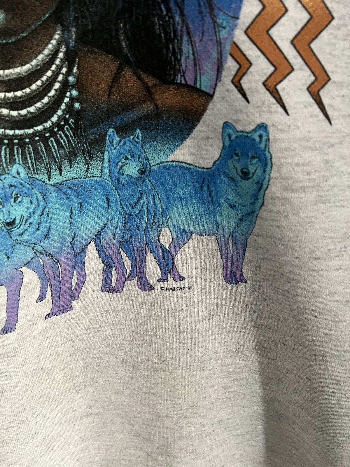 Habitat 1991 Native American Wolves Spirit Nature Animal Art Tee Size US XL / EU 56 / 4 - 3 Thumbnail