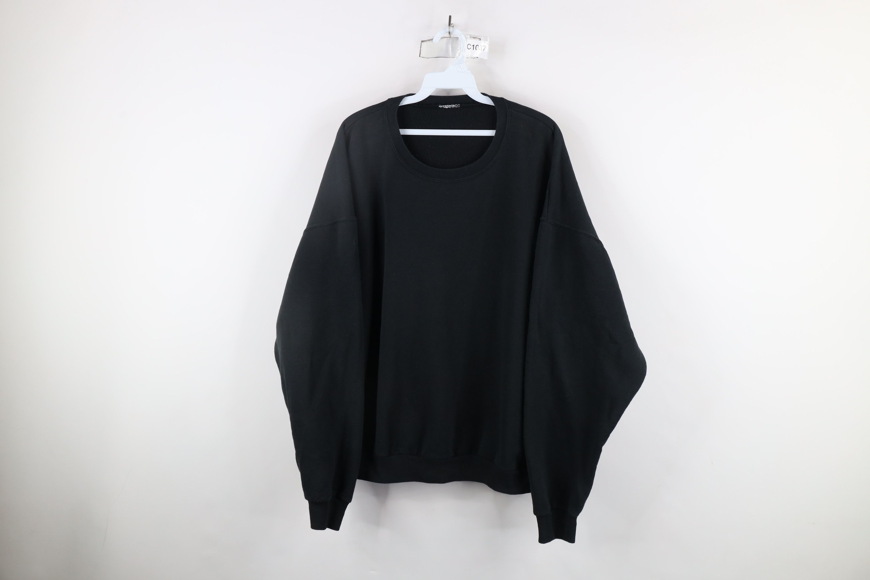 Vintage Vintage 90s Streetwear Faded Blank Crewneck Sweatshirt Black Size US XL / EU 56 / 4 - 1 Thumbnail