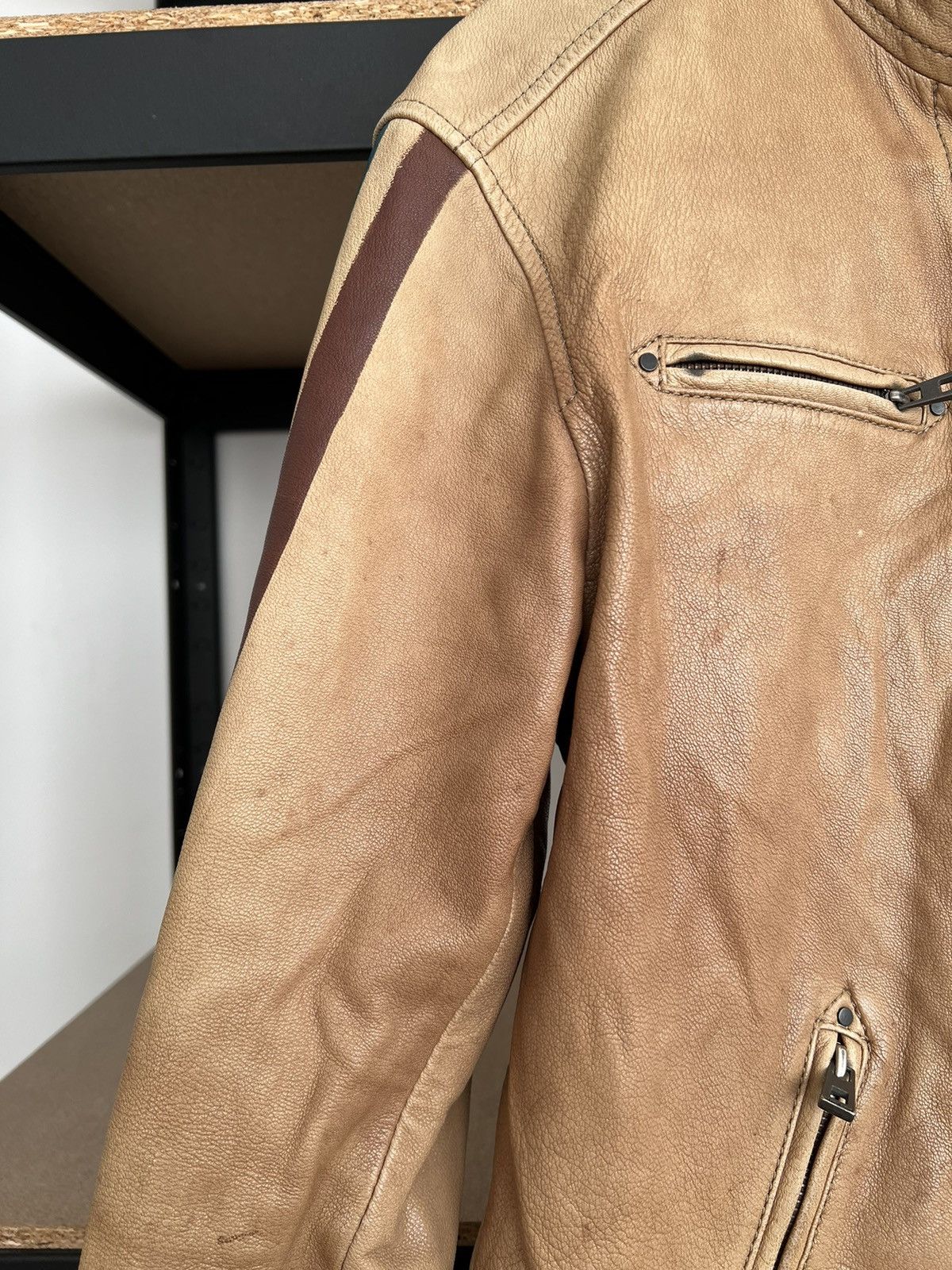 Strellson Strellson Moto Racing Faded Leather Jacket Sz 52 Size US L / EU 52-54 / 3 - 4 Thumbnail