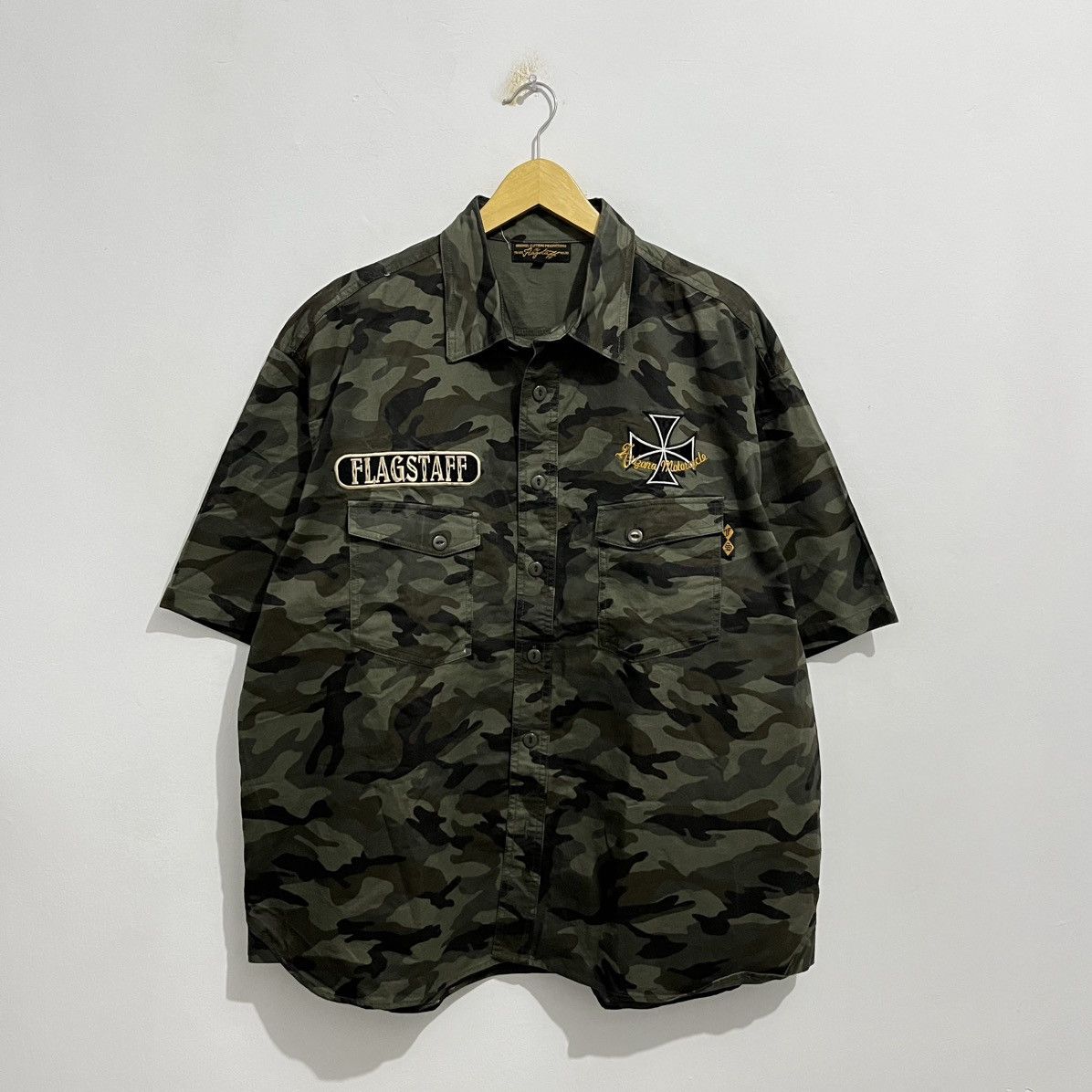 Japanese Brand Flagstaff Arizona Motorcycle Camo Shirt - JUN25 Size US XXL / EU 58 / 5 - 5 Thumbnail