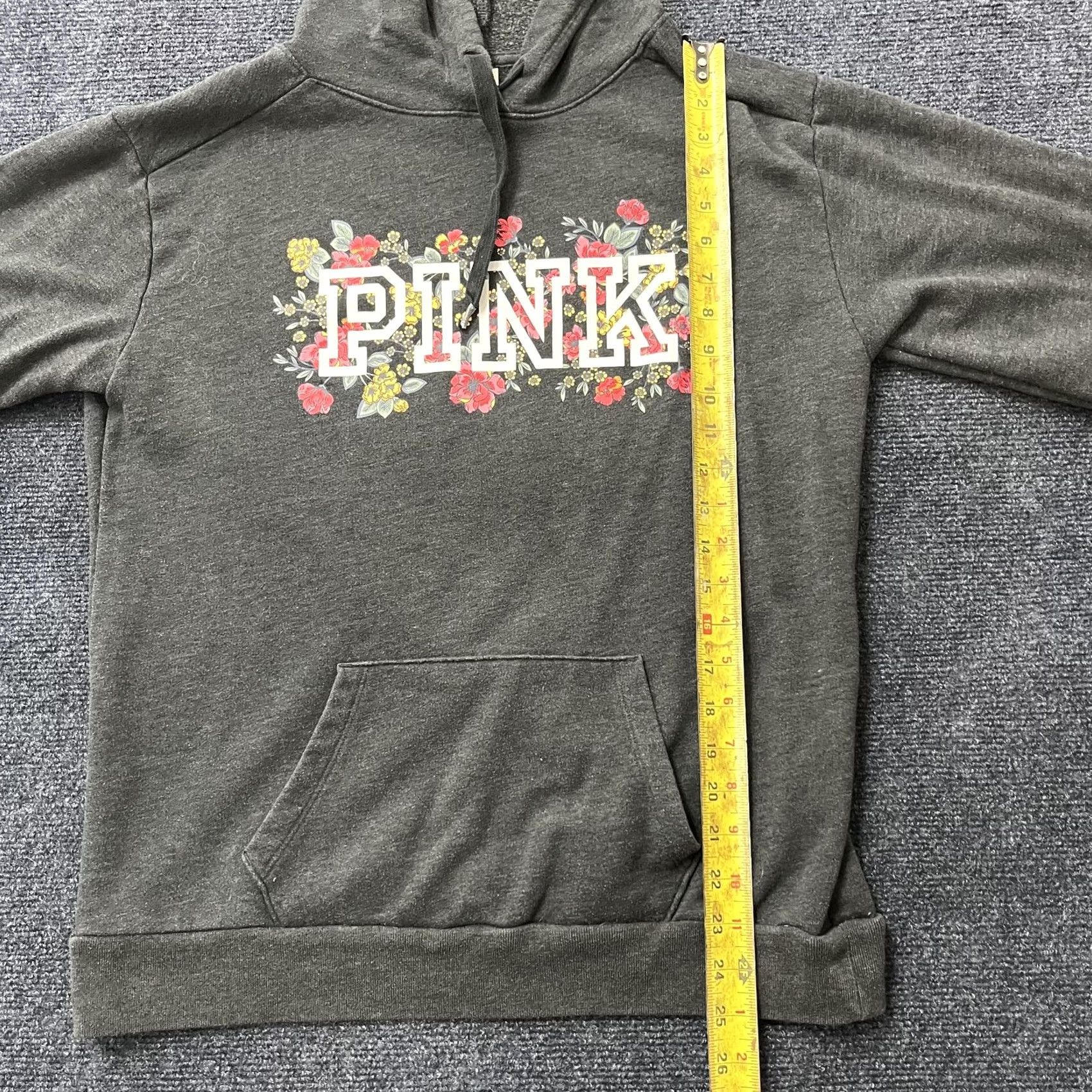 Pinko PINK Victoria's Secret Hoodie Womens Small Gray Floral Logo Pullover Fleece Size S / US 4 / IT 40 - 5 Thumbnail