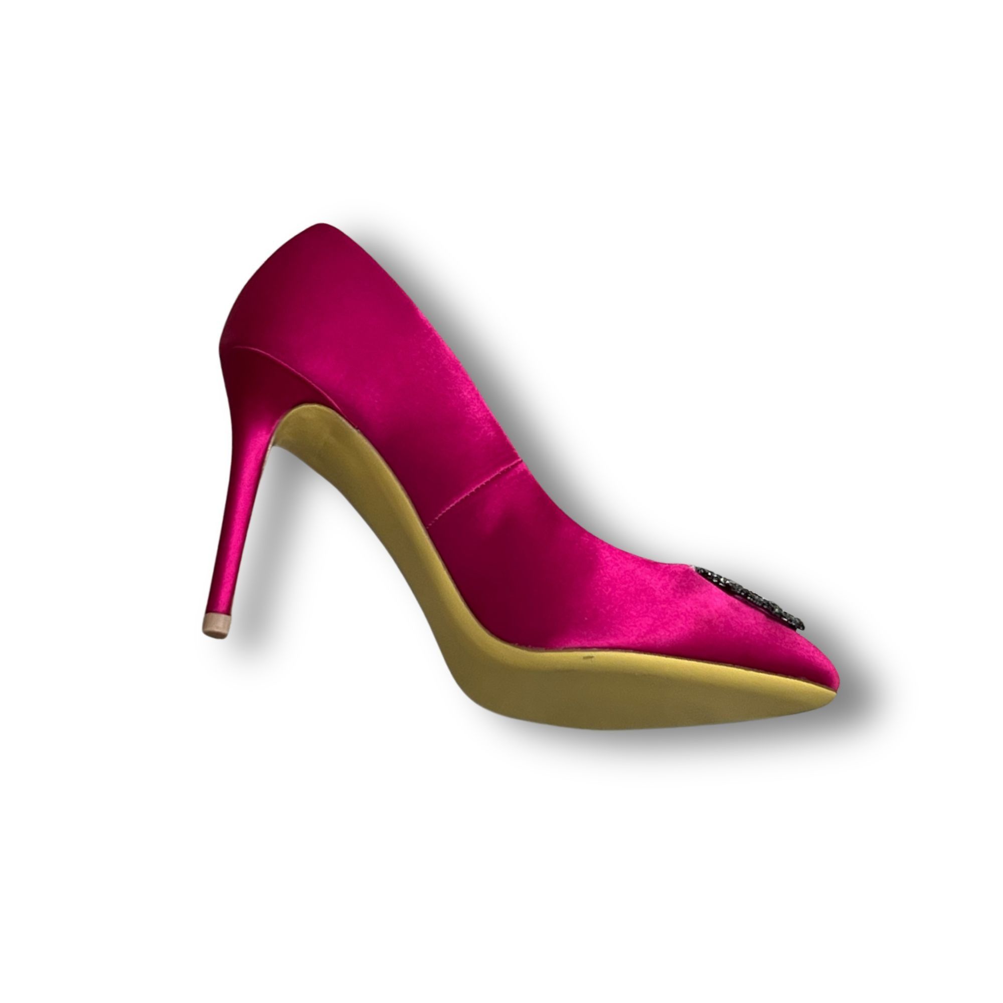 Other Audrey Brooke Fuchsia Bella Heels 8.5M Satin Upper & Leather Size US 8.5 / IT 38.5 - 4 Thumbnail