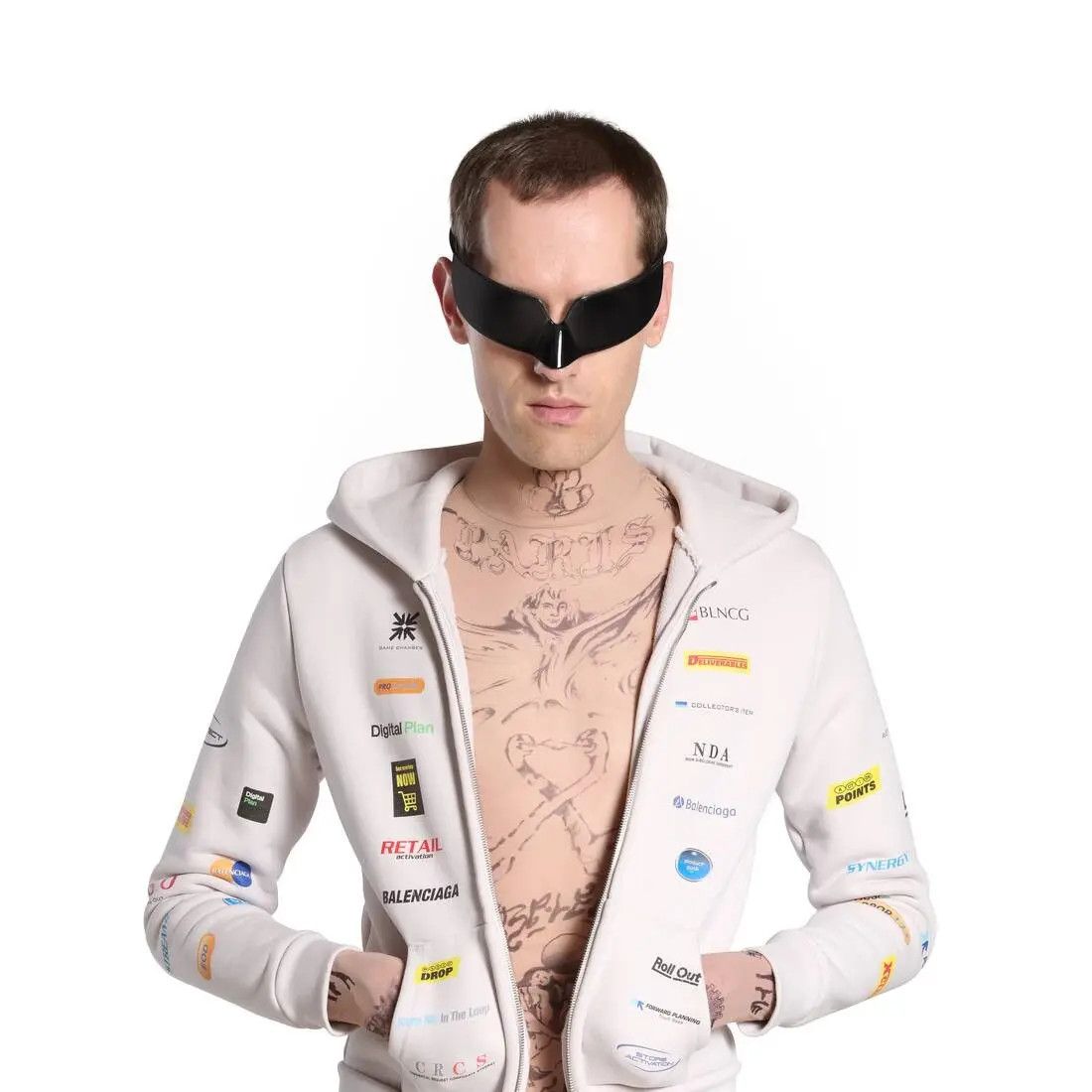 Balenciaga o1tr1nto1025 Business English Zip-up Hoodie Small Fit Size US XS / EU 42 / 0 - 5 Thumbnail