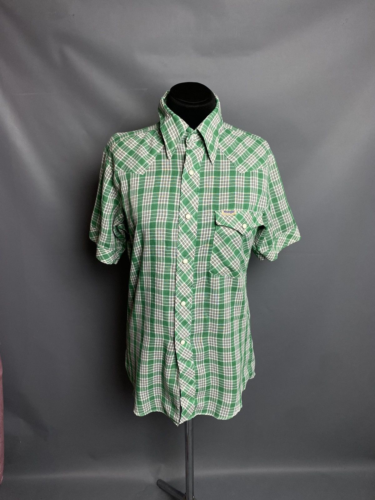 Wrangler VTG 70s Wrangler Snap Western Plaid Short Sleeve Shirt sz 20 Size S / US 4 / IT 40 - 1 Thumbnail