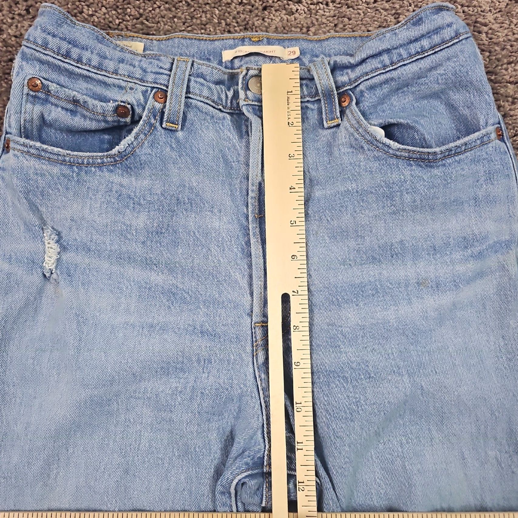 Levi's Levis Jeans Women 29 Light Distressed Stretch Denim Straight Size 29" - 4 Thumbnail
