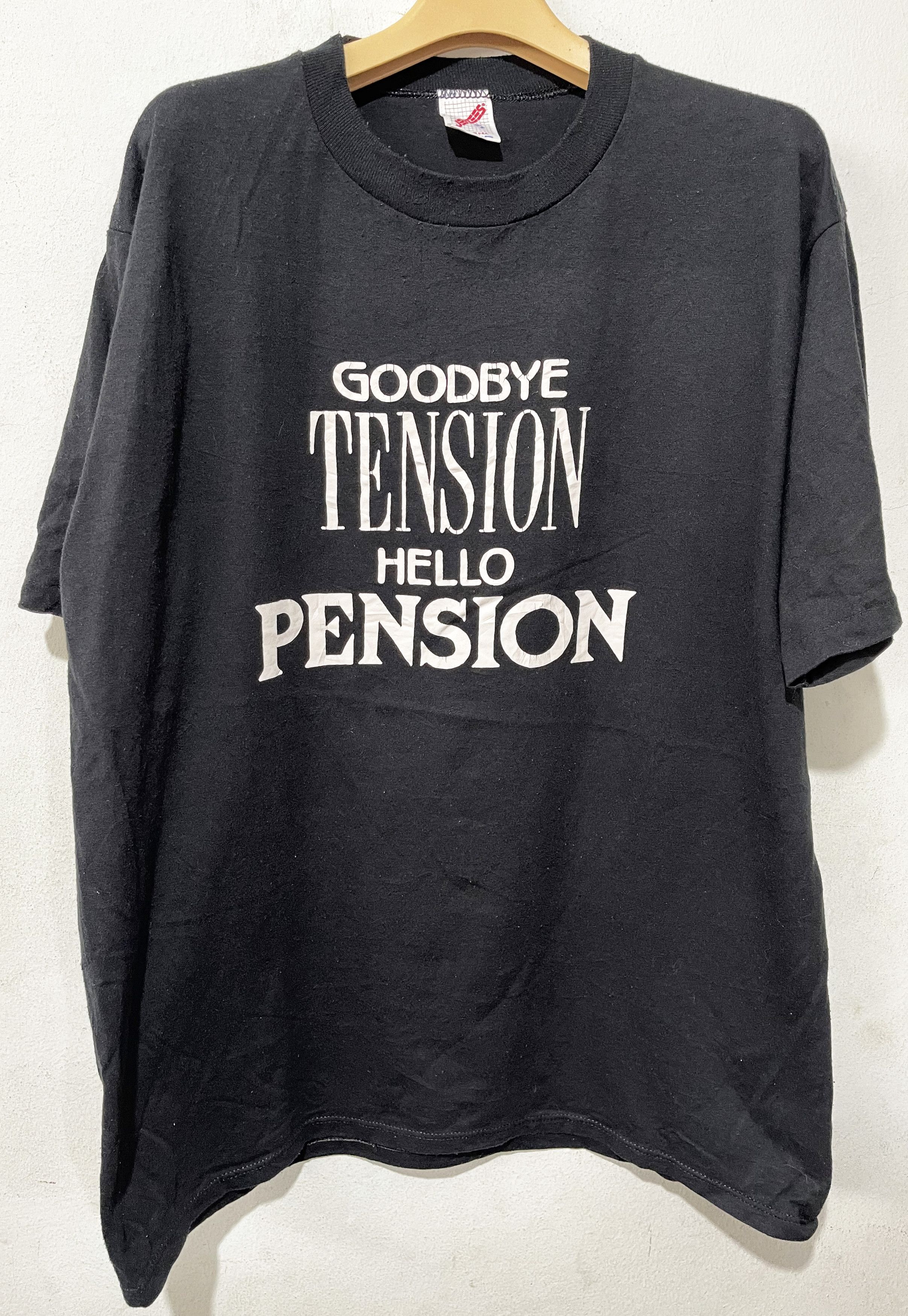 Sci-Fi Fantasy × Vintage Vintage "Goodbye Tension Hello Pension" Tee Size US XL / EU 56 / 4 - 1 Thumbnail