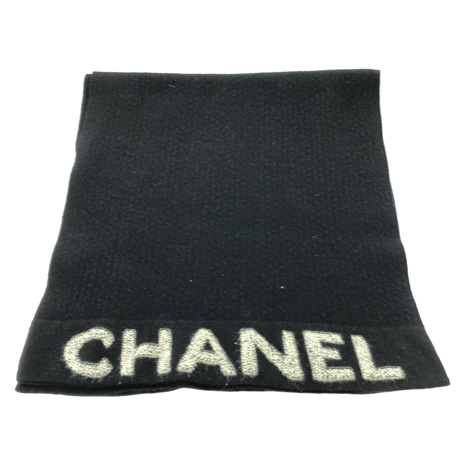 Chanel Chanel Logo Scarf Wool Black Size ONE SIZE - 1 Thumbnail