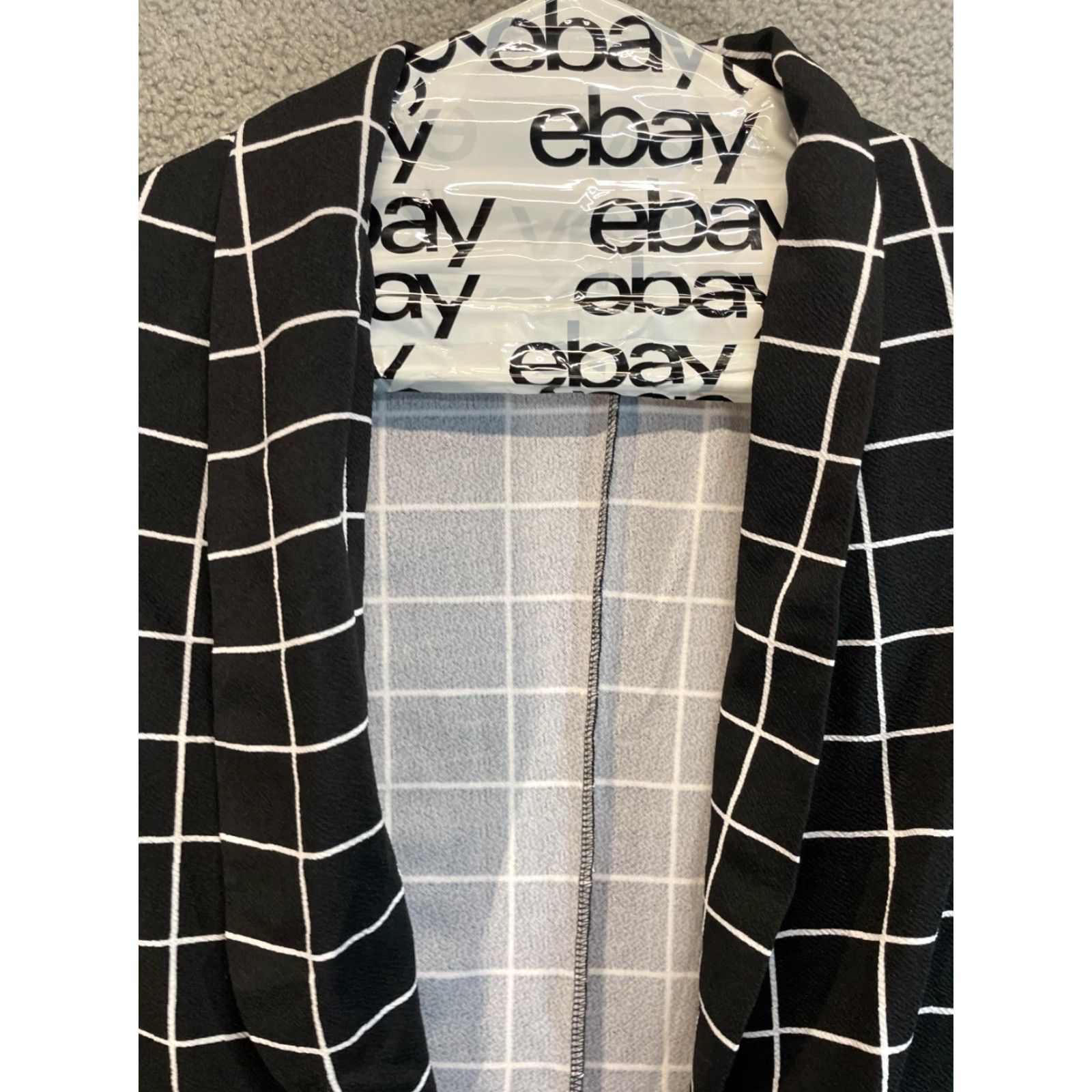 Vintage Unbranded Black and White Squares Open Front Work Jacket L Women Medium? Size L / US 10 / IT 46 - 3 Thumbnail