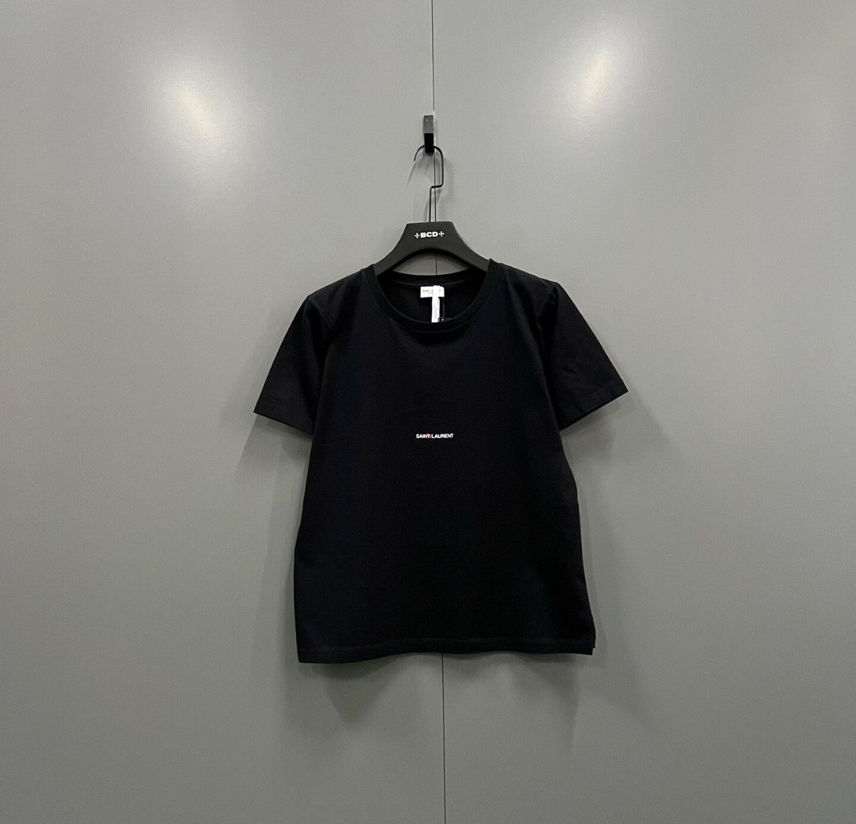 Saint Laurent Paris Saint Laurent SLP Black Printed Mini Logo Short Sleeve J41 Size L / US 10 / IT 46 - 1 Thumbnail