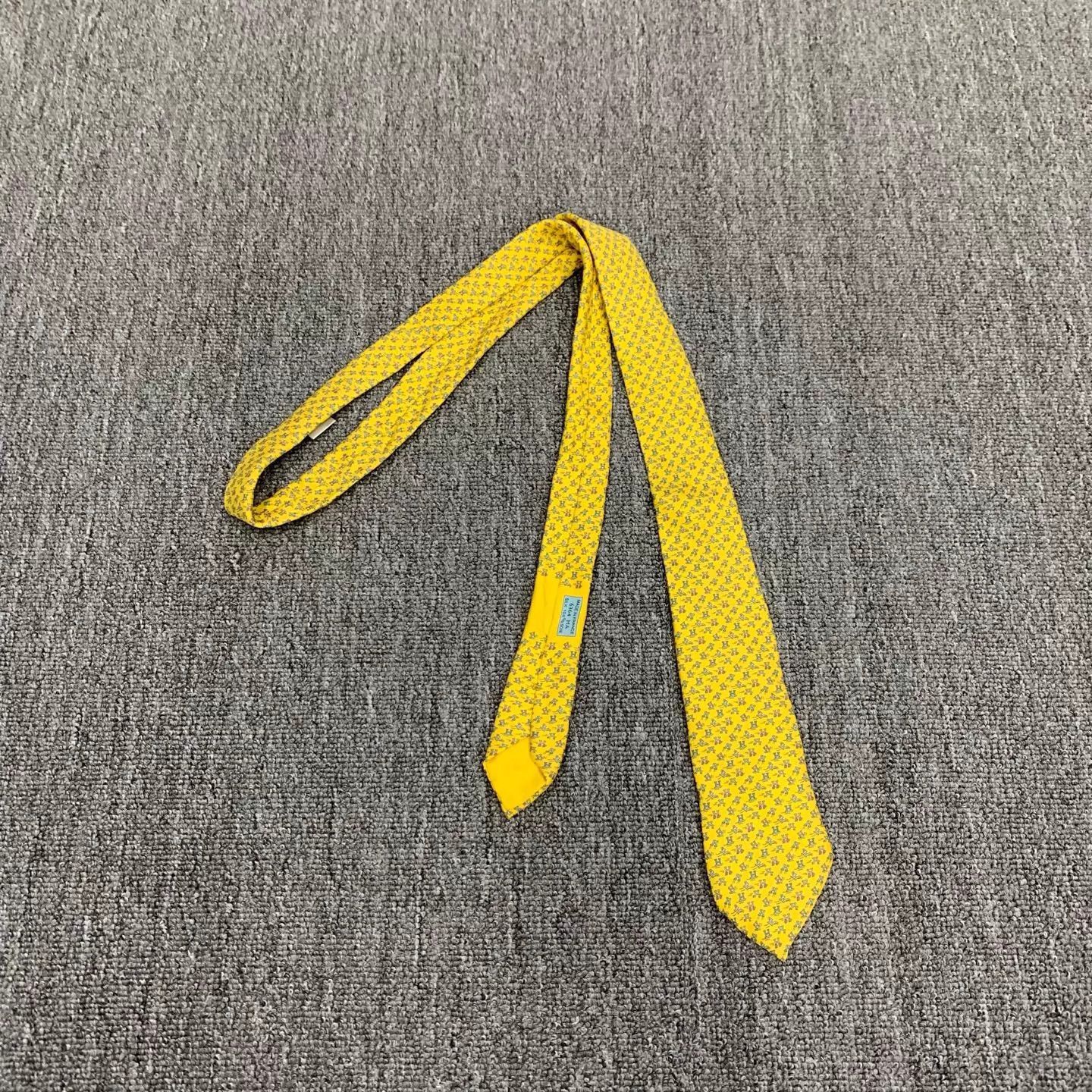 Hermes Hermes Yellow H All-Over Print Silk Tie 9/10 w/ Box Size ONE SIZE - 2 Thumbnail