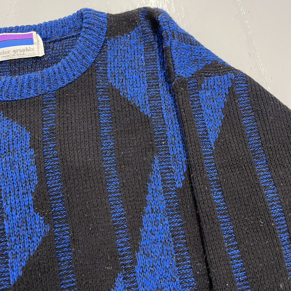 Other Vintage 80s Sweater Graphix Blue/Black Pattern Sweater Size US S / EU 44-46 / 1 - 2 Thumbnail