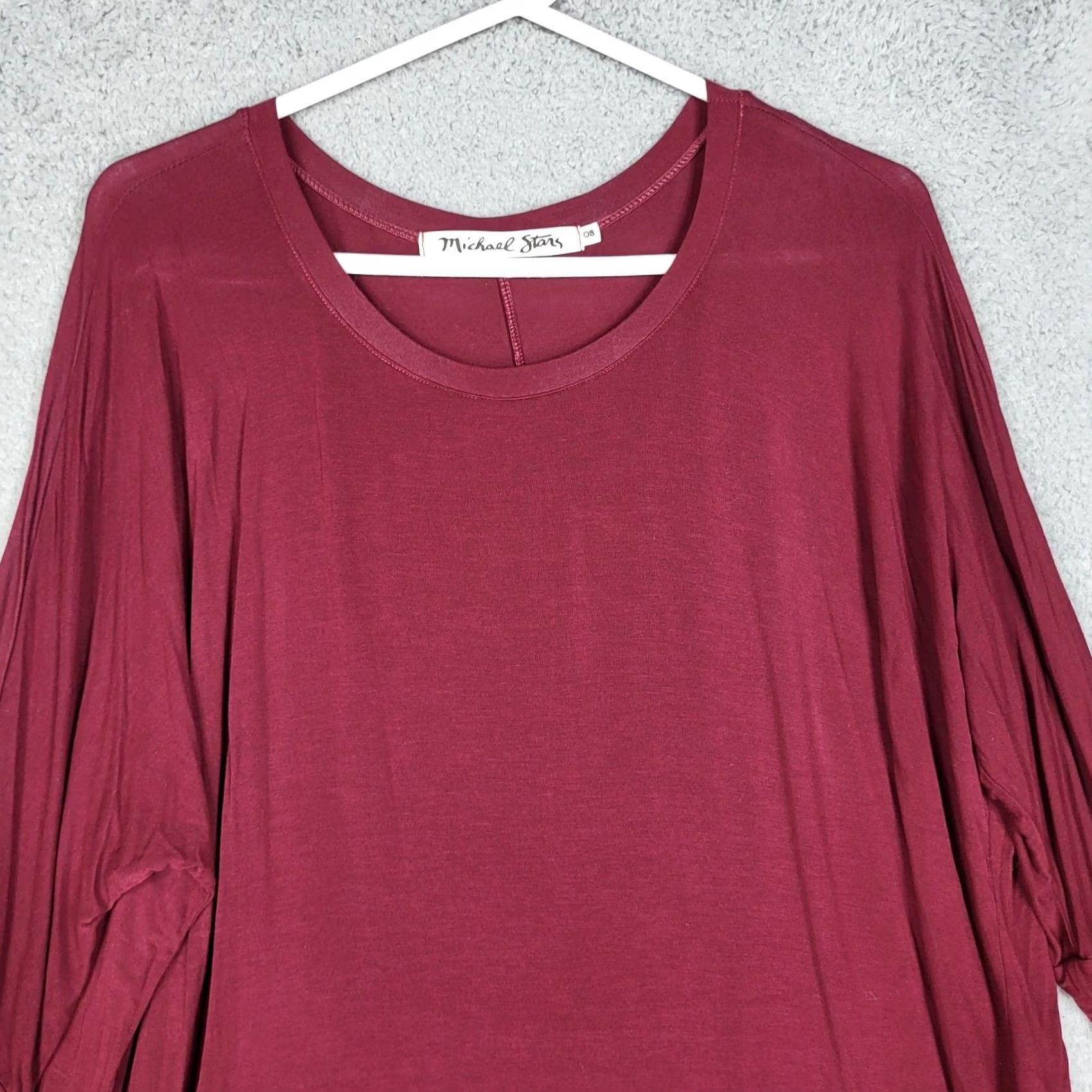 Michael Stars Michael Stars Burgundy Round Neck Women's Stretch Tunic top OS Regular Size One Size Blouse Size ONE SIZE - 2 Thumbnail