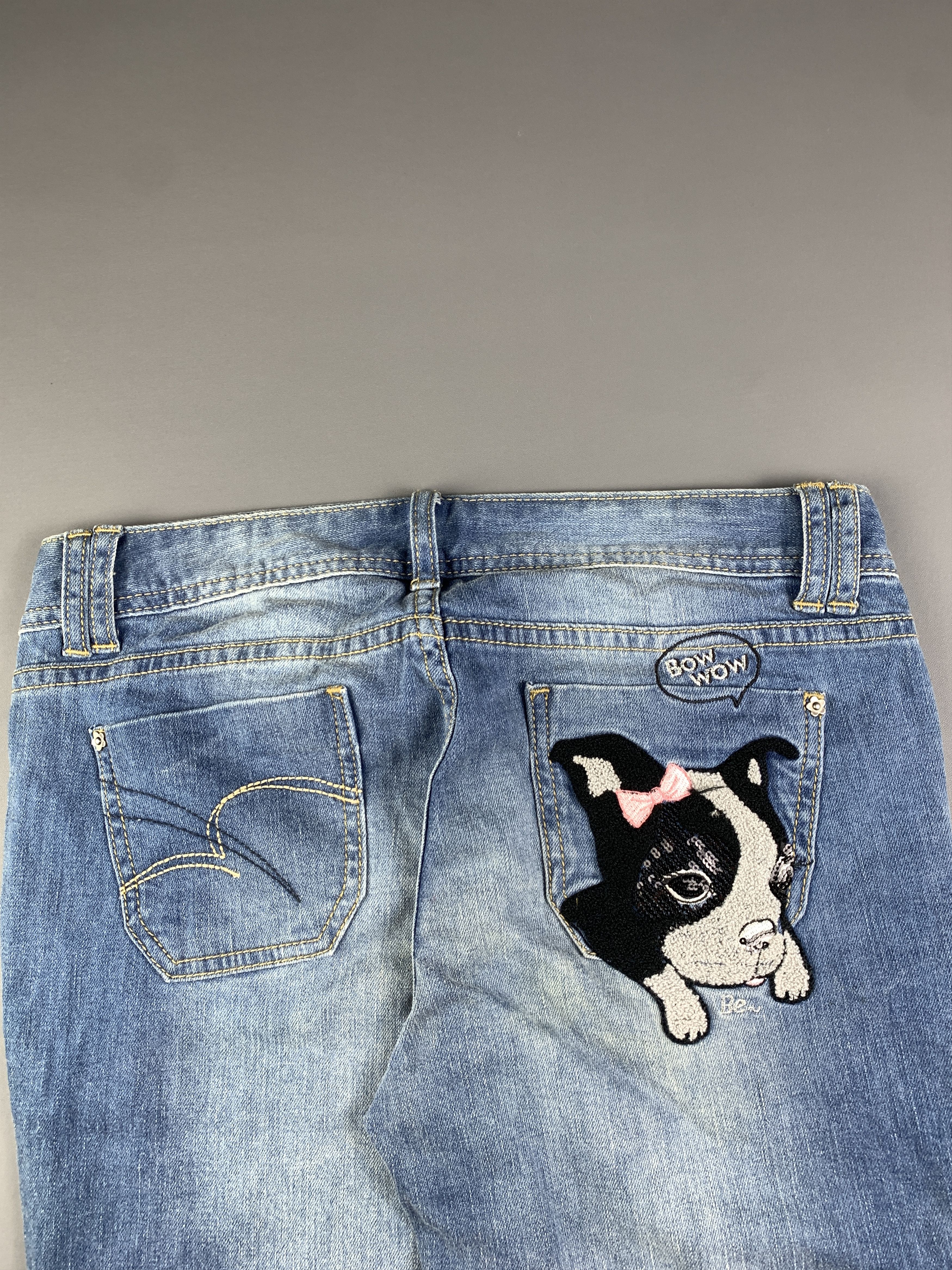 Japanese Brand Cute Puppy Embroidered Capri Jeans Shorts (31) Size 31" - 7 Thumbnail