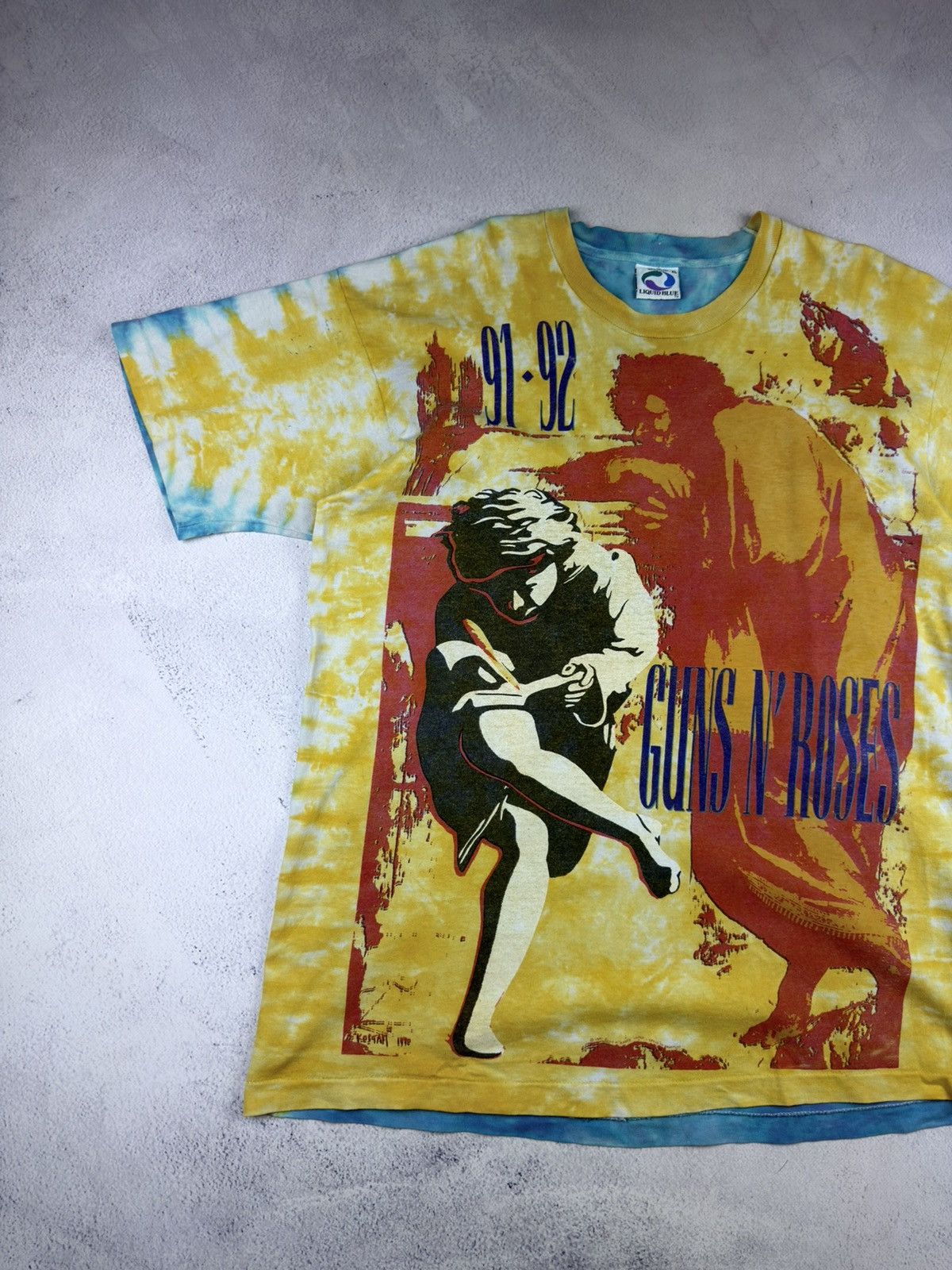 Liquid Blue 1991 Guns N' Roses Use Your Ilusion Tour Liquid Blue Tie Dye Size US XL / EU 56 / 4 - 3 Thumbnail