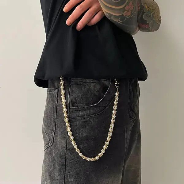 Jewelry Imitation Pearl Wallet Chain, Pants Chain Size ONE SIZE - 2 Thumbnail