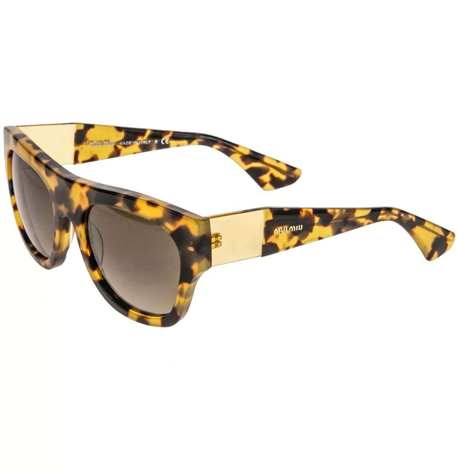 Miu Miu MIU MIU 05P Bold ECLAT Chunky Sunglasses MU05PS Brown Havana Size ONE SIZE - 8 Thumbnail