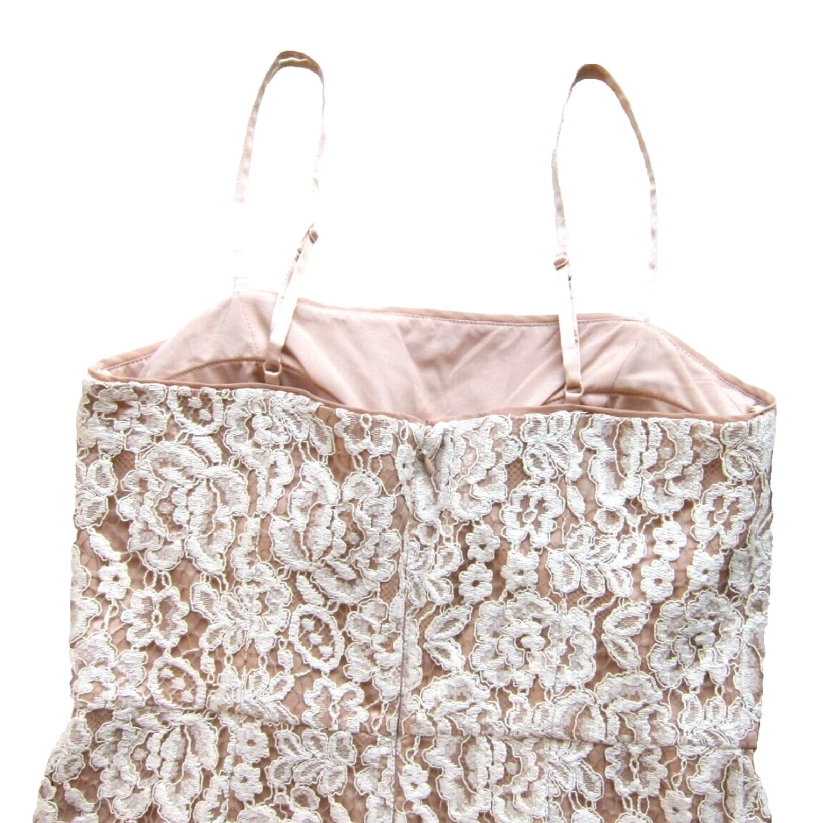 Vintage NWT Eliza J Nordstrom Soft Pink White Lace Spaghetti Strap Sheath Slip Dress 10 Size L / US 10 / IT 46 - 6 Thumbnail