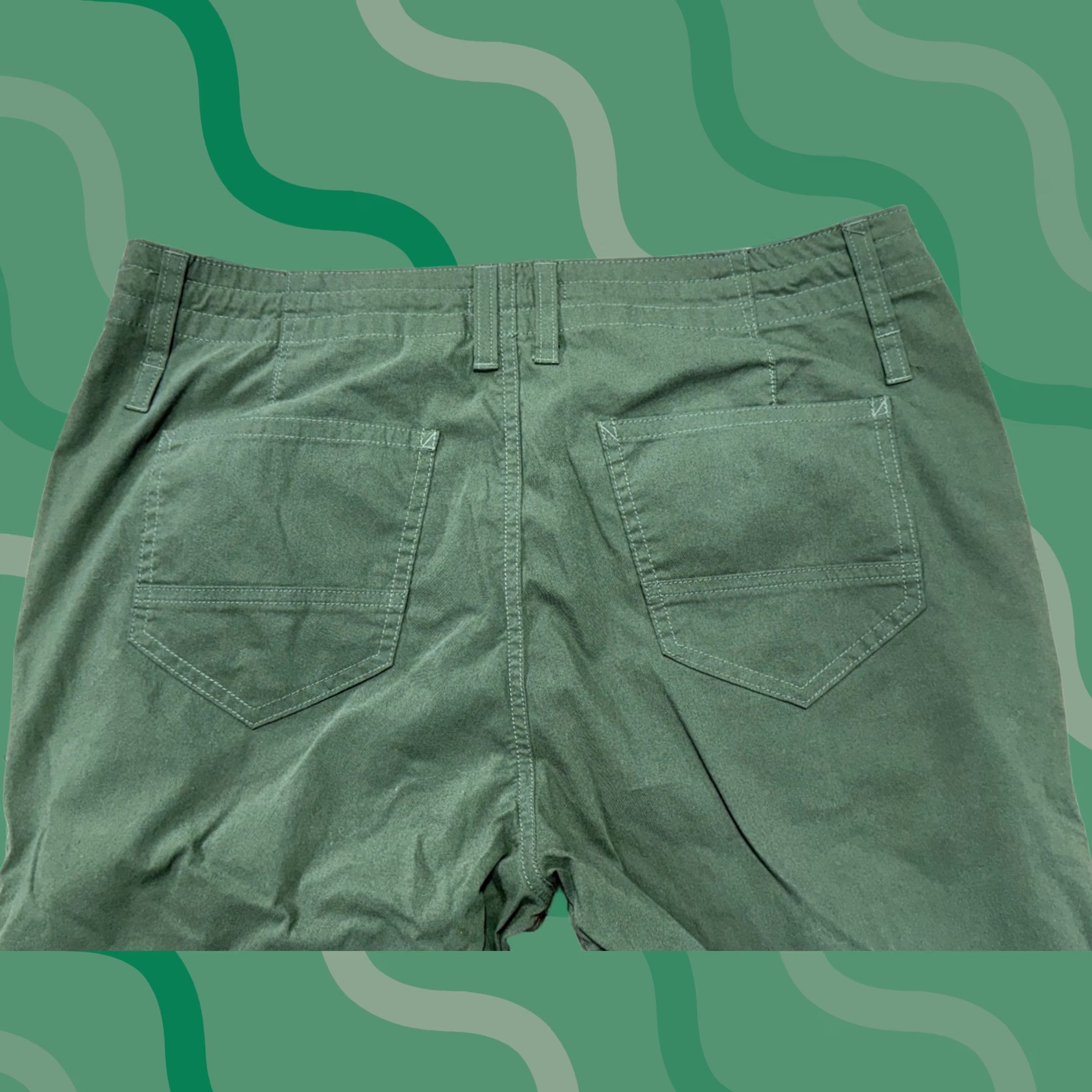 Vintage Proof Pants Mens 34 Green Zip Pocket Hiking Lightweight Chino Drawstring Casual Everyday Straight Leg Pant Size US 34 / EU 50 - 1 Thumbnail