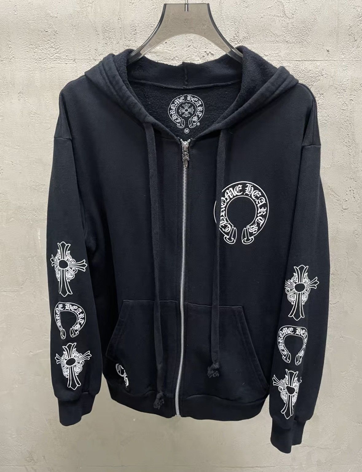 Chrome Hearts Chrome Hearts Black Zip Hoodie with White Prints. Size US M / EU 48-50 / 2 - 3 Thumbnail