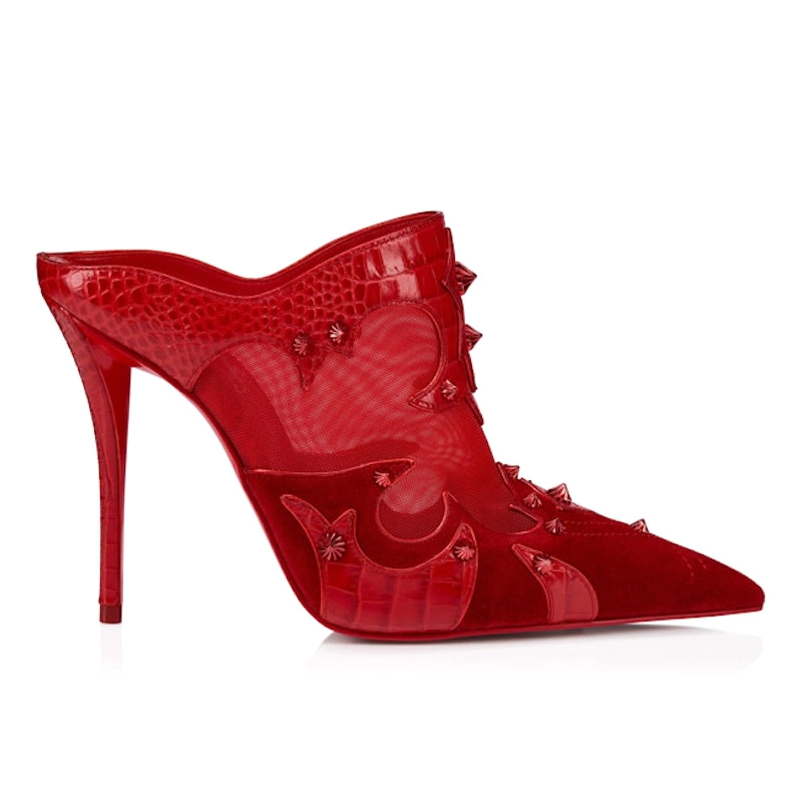 Christian Louboutin Christian Louboutin Red Mulatiag 100 Suede Mule Pumps 37 Size US 7 / IT 37 - 1 Thumbnail