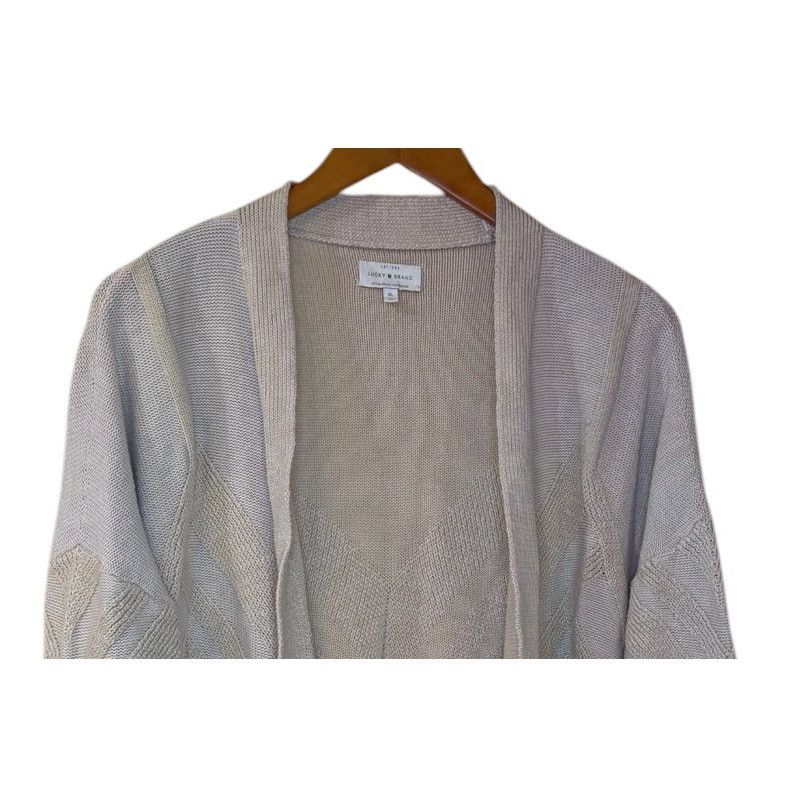 Lucky Brand Lucky Brand Cardigan Women X Large Beige Cotton Modal Size XL / US 12-14 / IT 48-50 - 2 Thumbnail