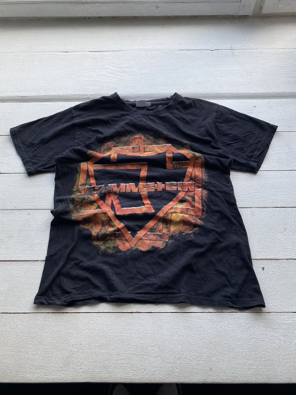 Band Tees × Vintage Vntg🔥00s Rammstein Flame Heart Band Tour Large Tee rare Size US L / EU 52-54 / 3 - 1 Thumbnail