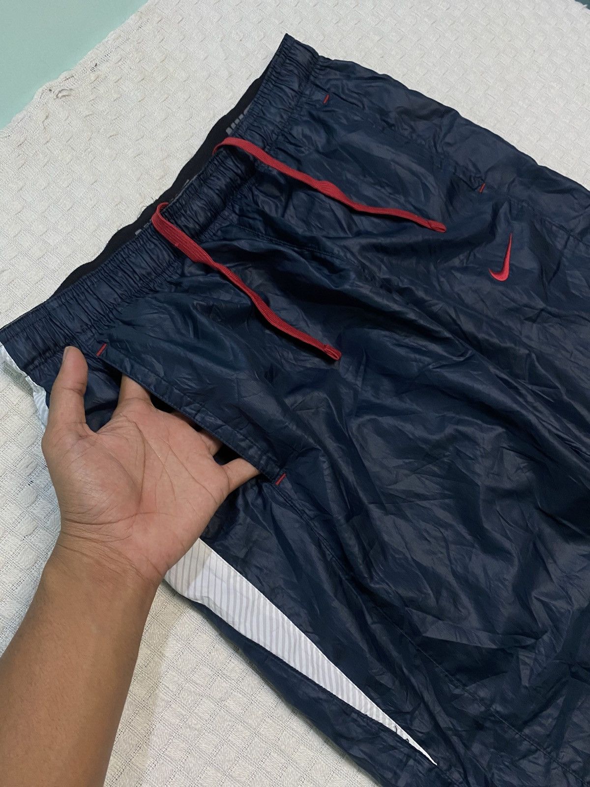 Carhartt Wip × Nike 💥 VINTAGE NIKE BAGGY NYLON 90S WIDE LEG TRACK PANTS Y2K Size US 28 / EU 44 - 4 Thumbnail