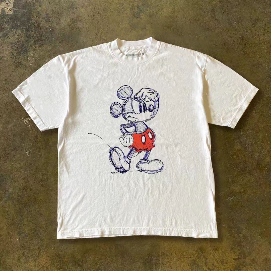 Vintage White washed retro cartoon mouse print t-shirt Size US M / EU 48-50 / 2 - 1 Thumbnail