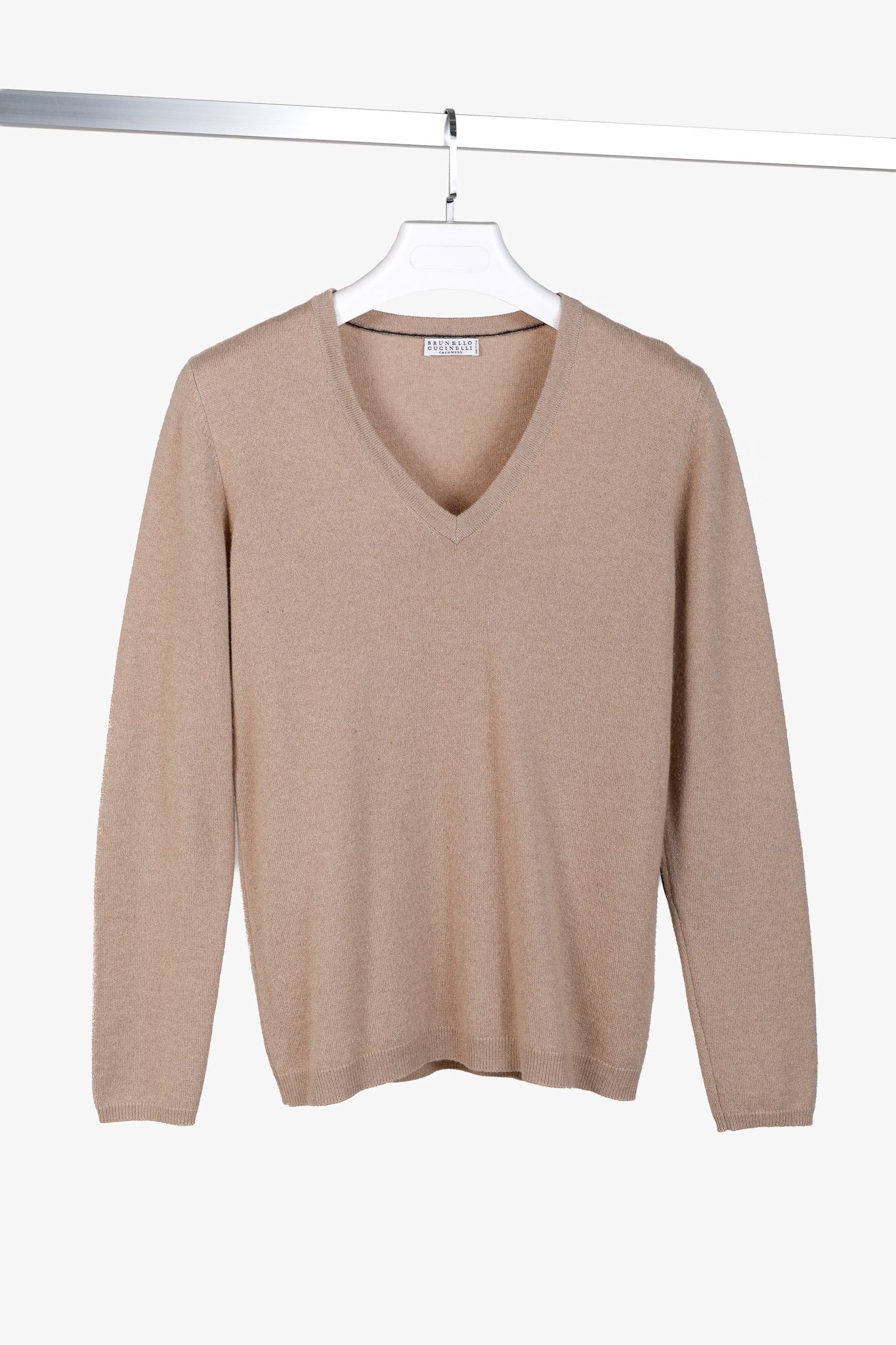 Brunello Cucinelli Brunello Cucinelli Beige Cashmere Elbow-Patch Sweater Size L / US 10 / IT 46 - 1 Thumbnail