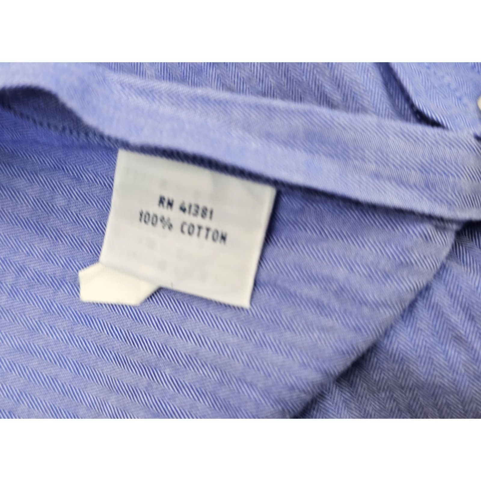 Polo Ralph Lauren Polo Ralph Lauren TL Twill Blue Micro Herringbone Dress Shirt Men L EUC Size 42R - 5 Thumbnail