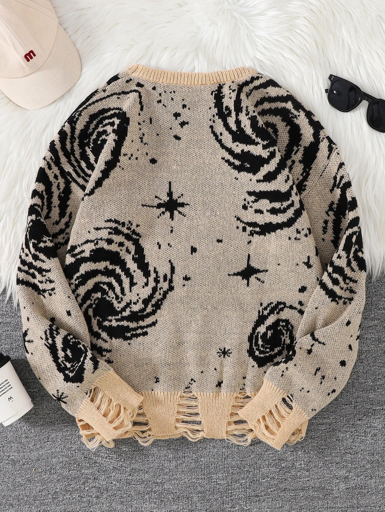 Vintage Ripped Abstract Starry Sky Pattern Pullover Ripped Sweater Size US L / EU 52-54 / 3 - 2 Thumbnail